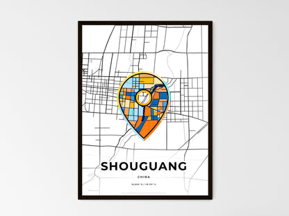 SHOUGUANG CHINA minimal art map with a colorful icon. Style 1