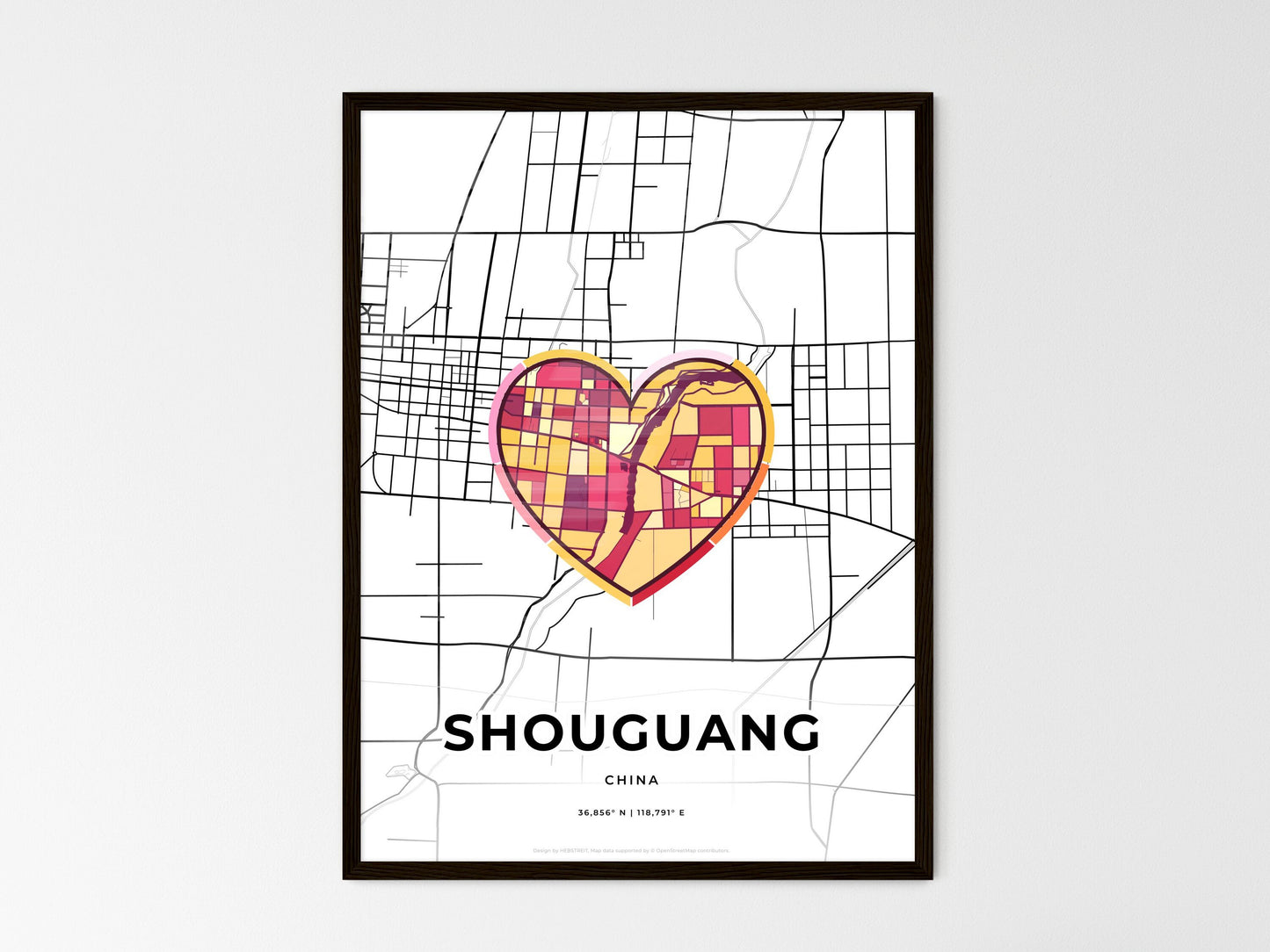 SHOUGUANG CHINA minimal art map with a colorful icon. Style 2