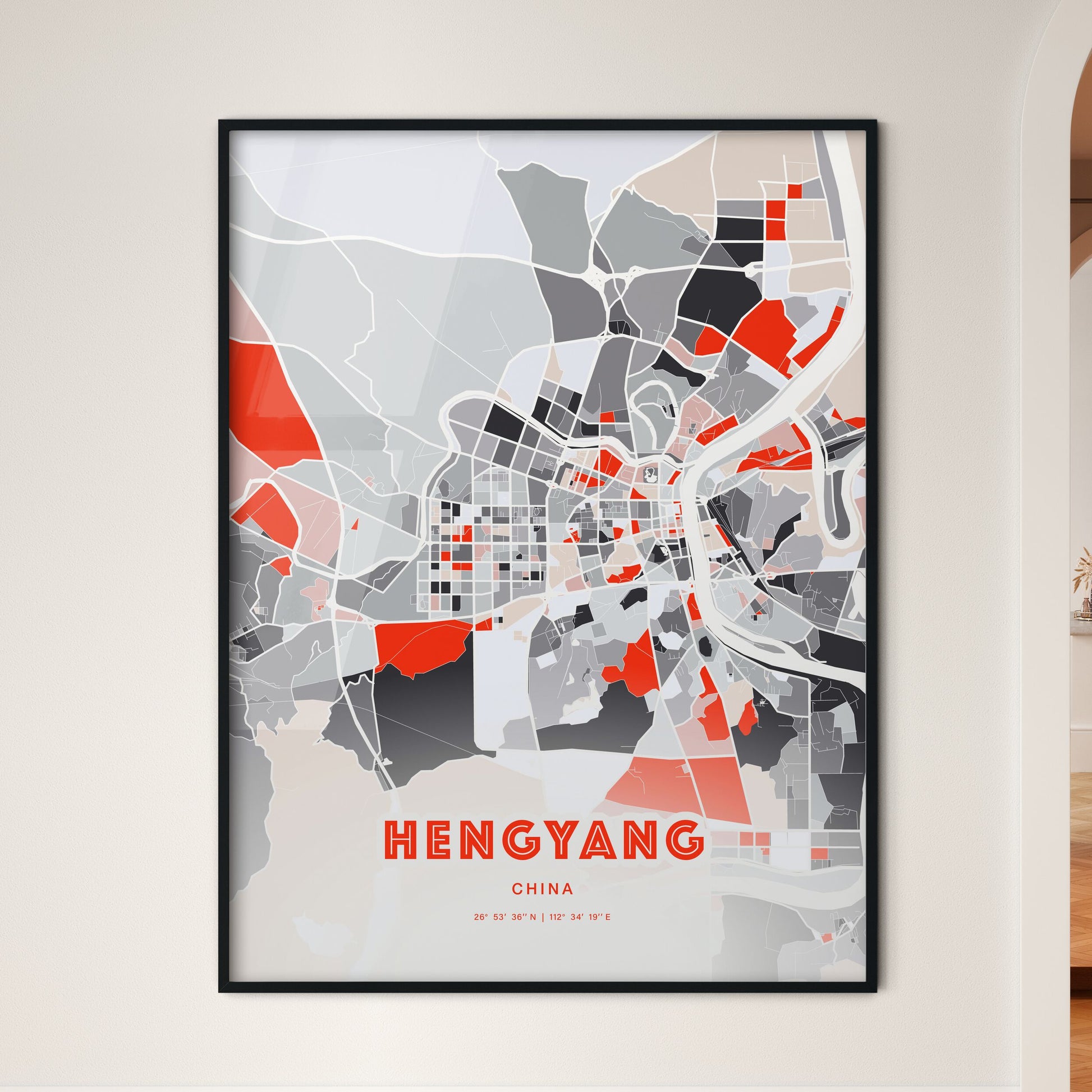 Colorful HENGYANG CHINA Fine Art Map Modern