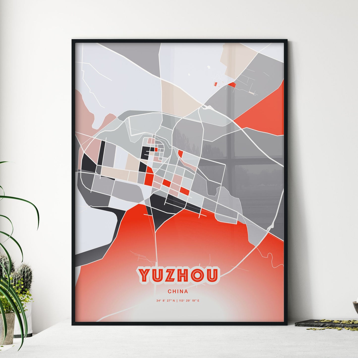 Colorful YUZHOU CHINA Fine Art Map Modern