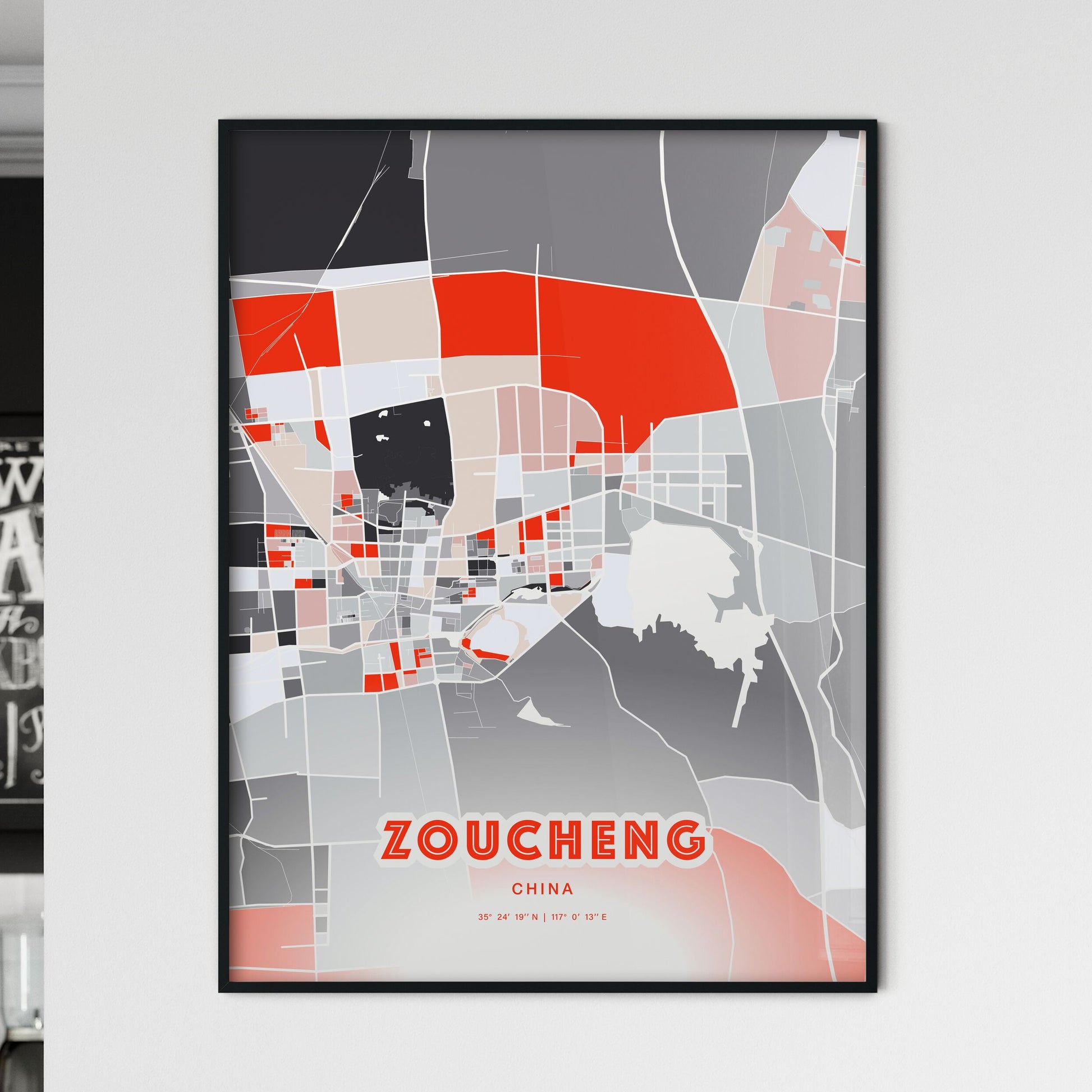 Colorful ZOUCHENG CHINA Fine Art Map Modern