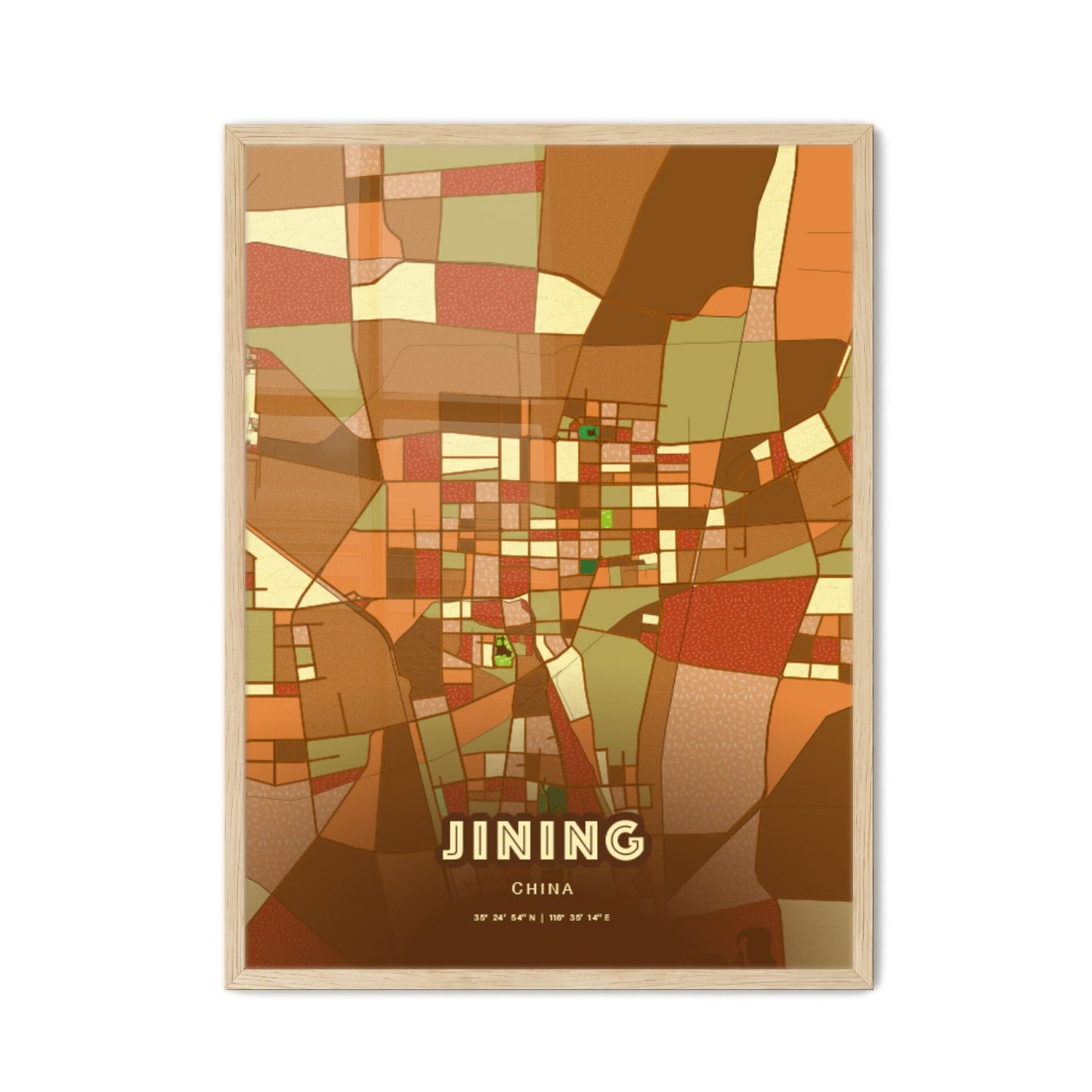 Colorful JINING CHINA Fine Art Map Farmhouse