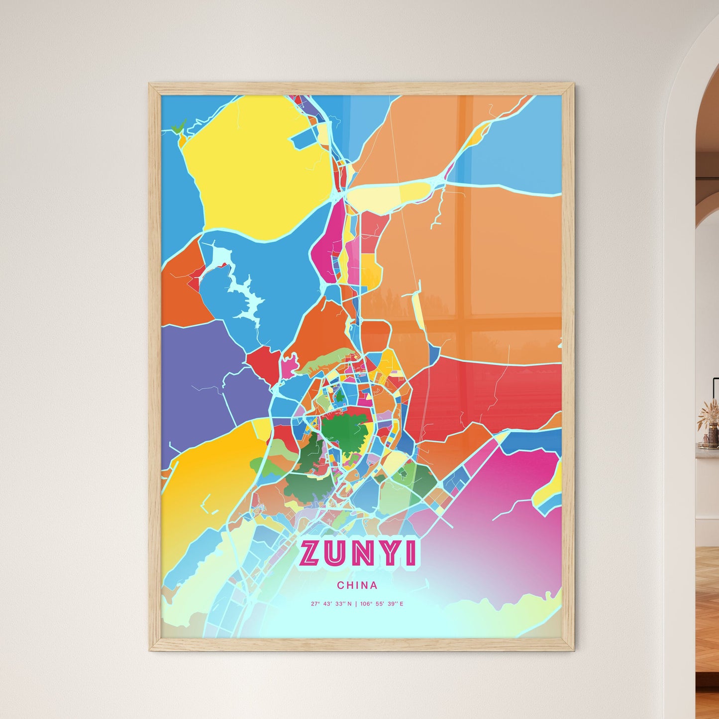 Colorful ZUNYI CHINA Fine Art Map Crazy Colors