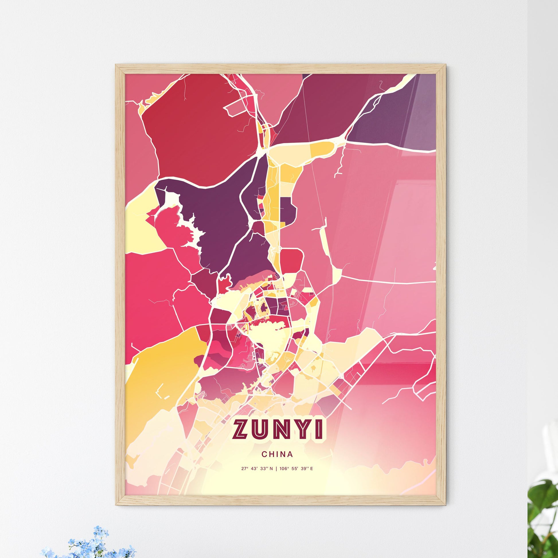 Colorful ZUNYI CHINA Fine Art Map Hot Red