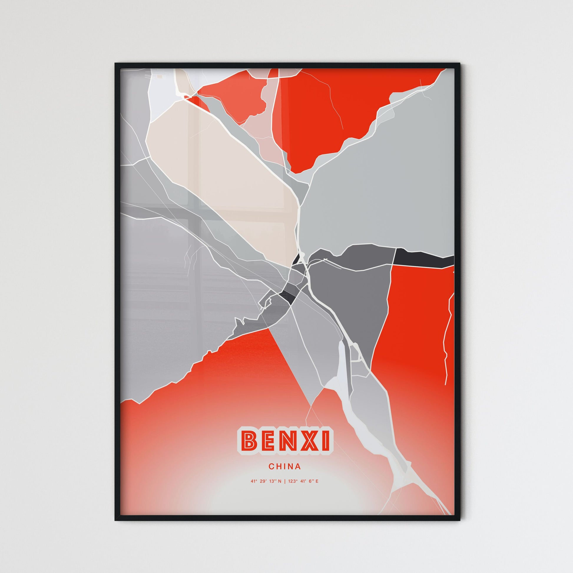 Colorful BENXI CHINA Fine Art Map Modern