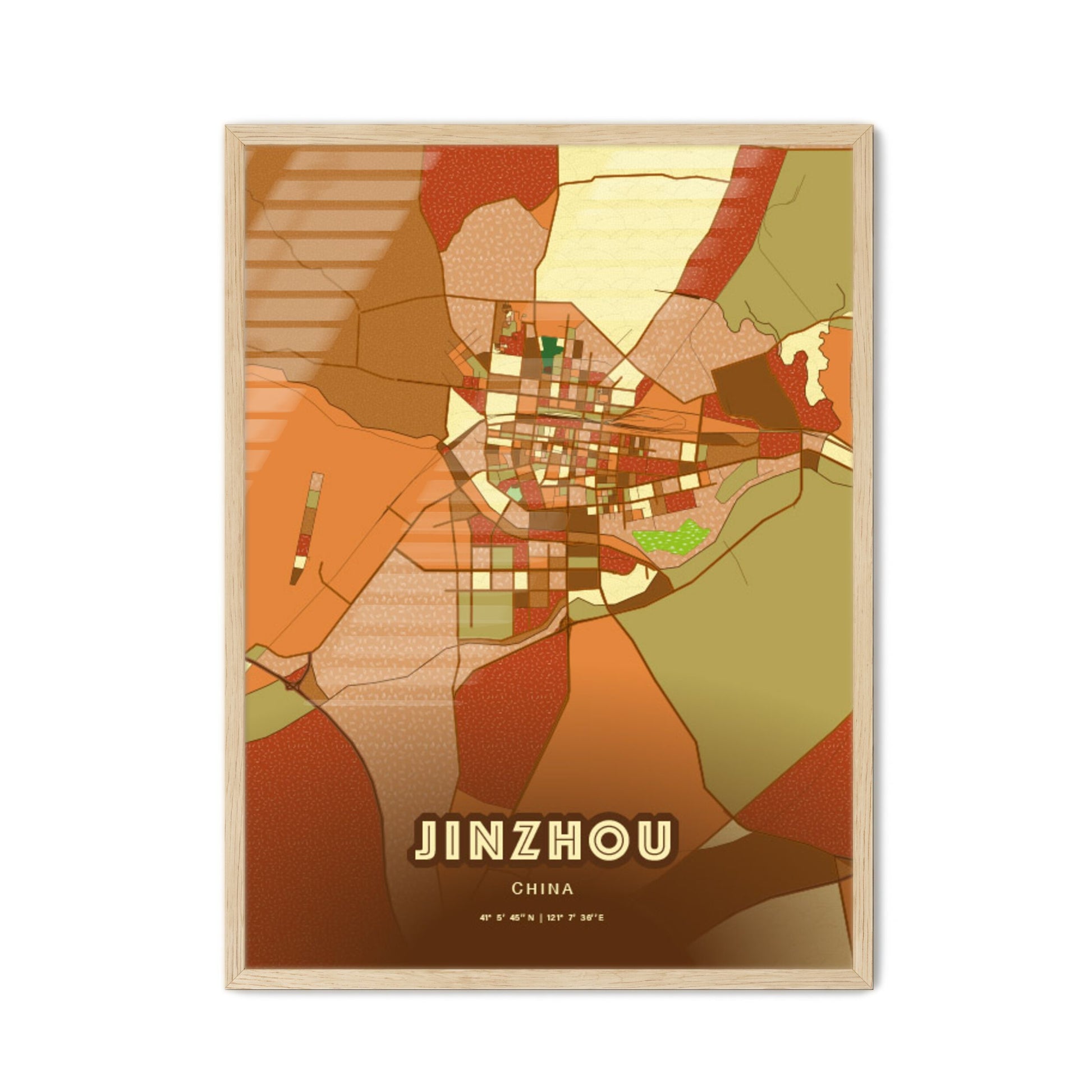 Colorful JINZHOU CHINA Fine Art Map Farmhouse