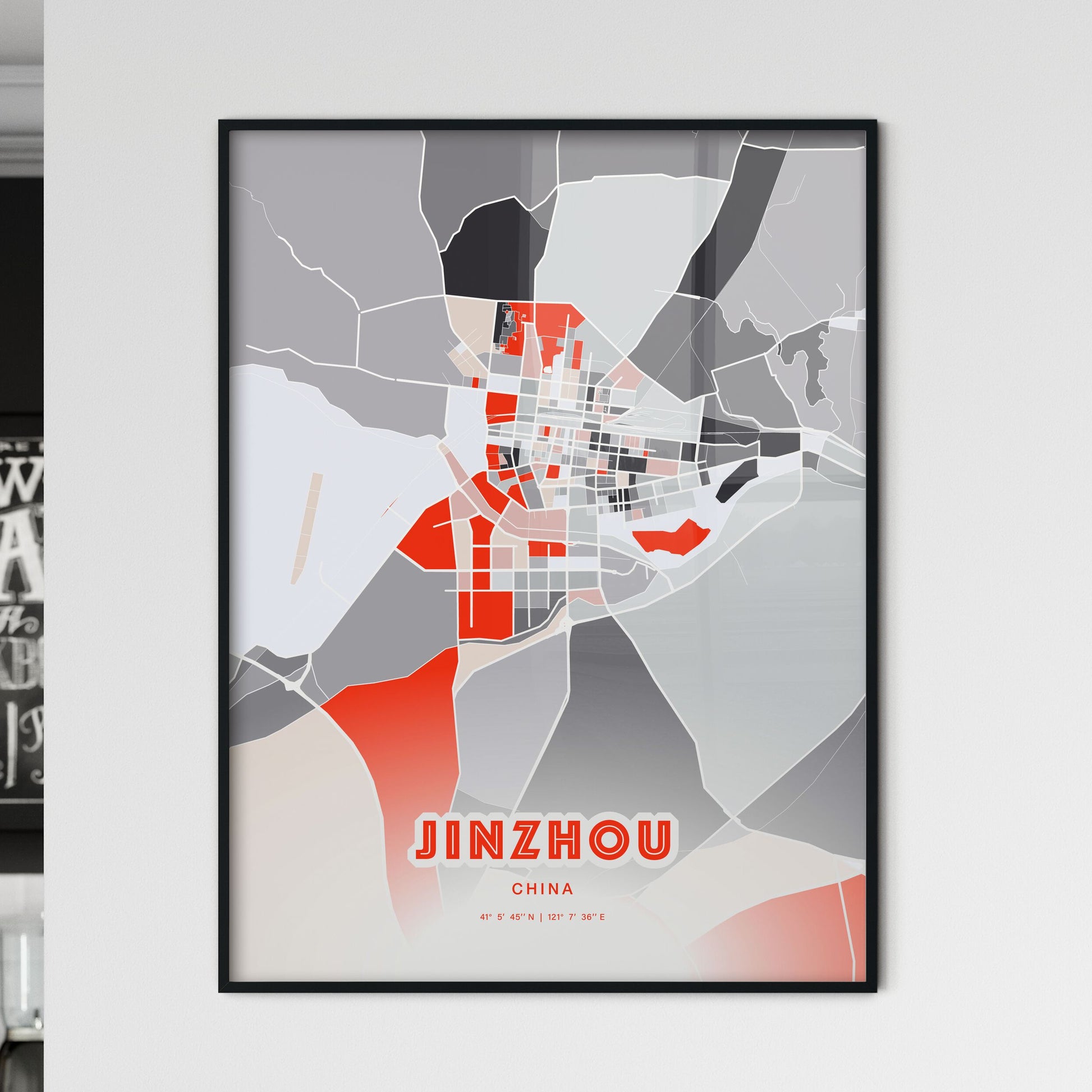 Colorful JINZHOU CHINA Fine Art Map Modern