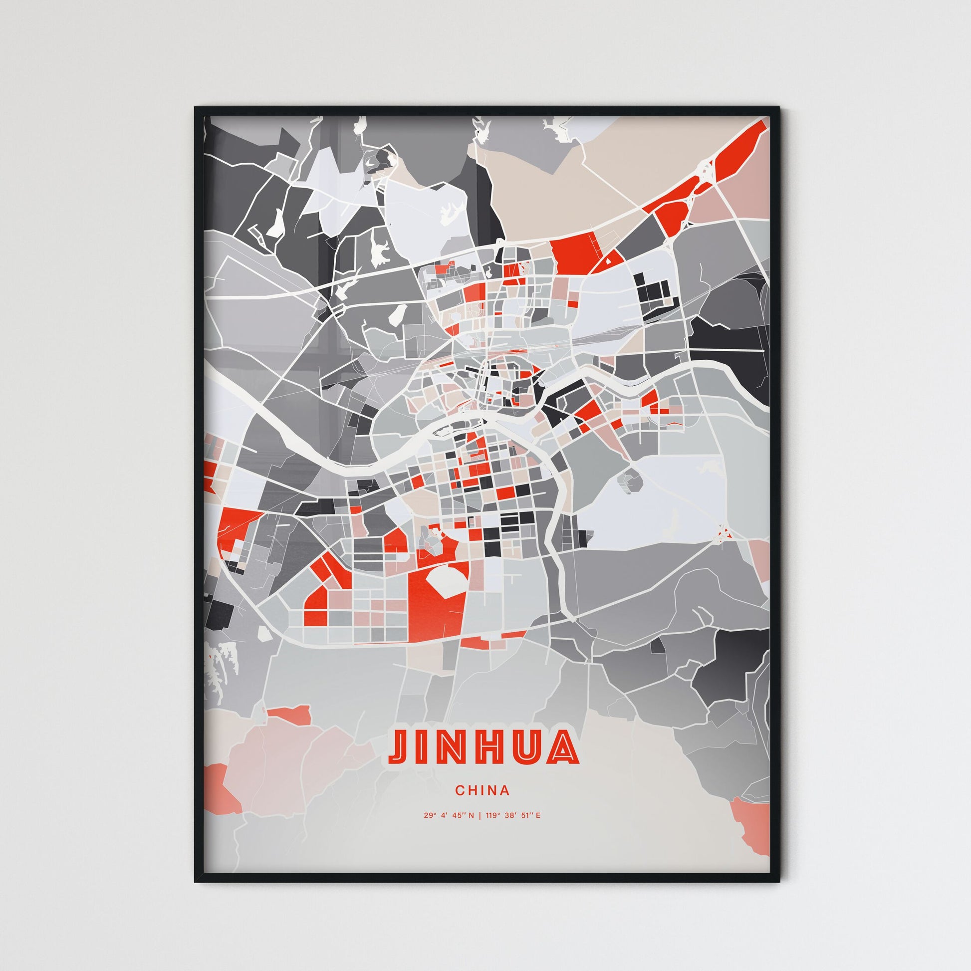 Colorful JINHUA CHINA Fine Art Map Modern