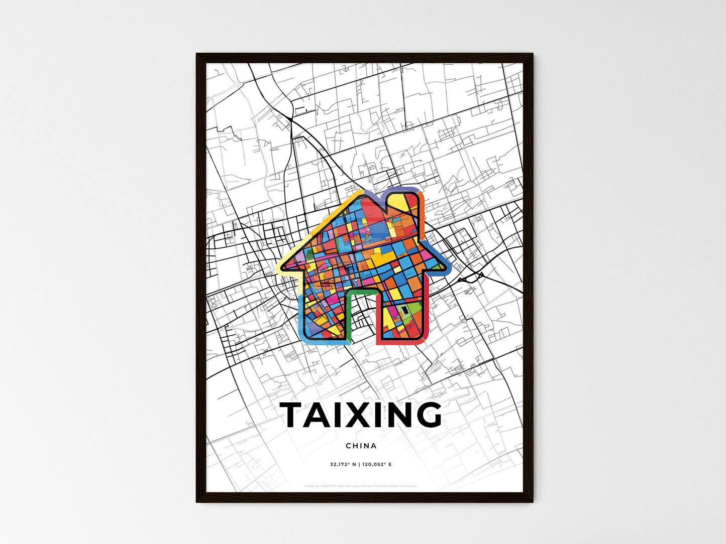 Taixing China wedding art map with home icon