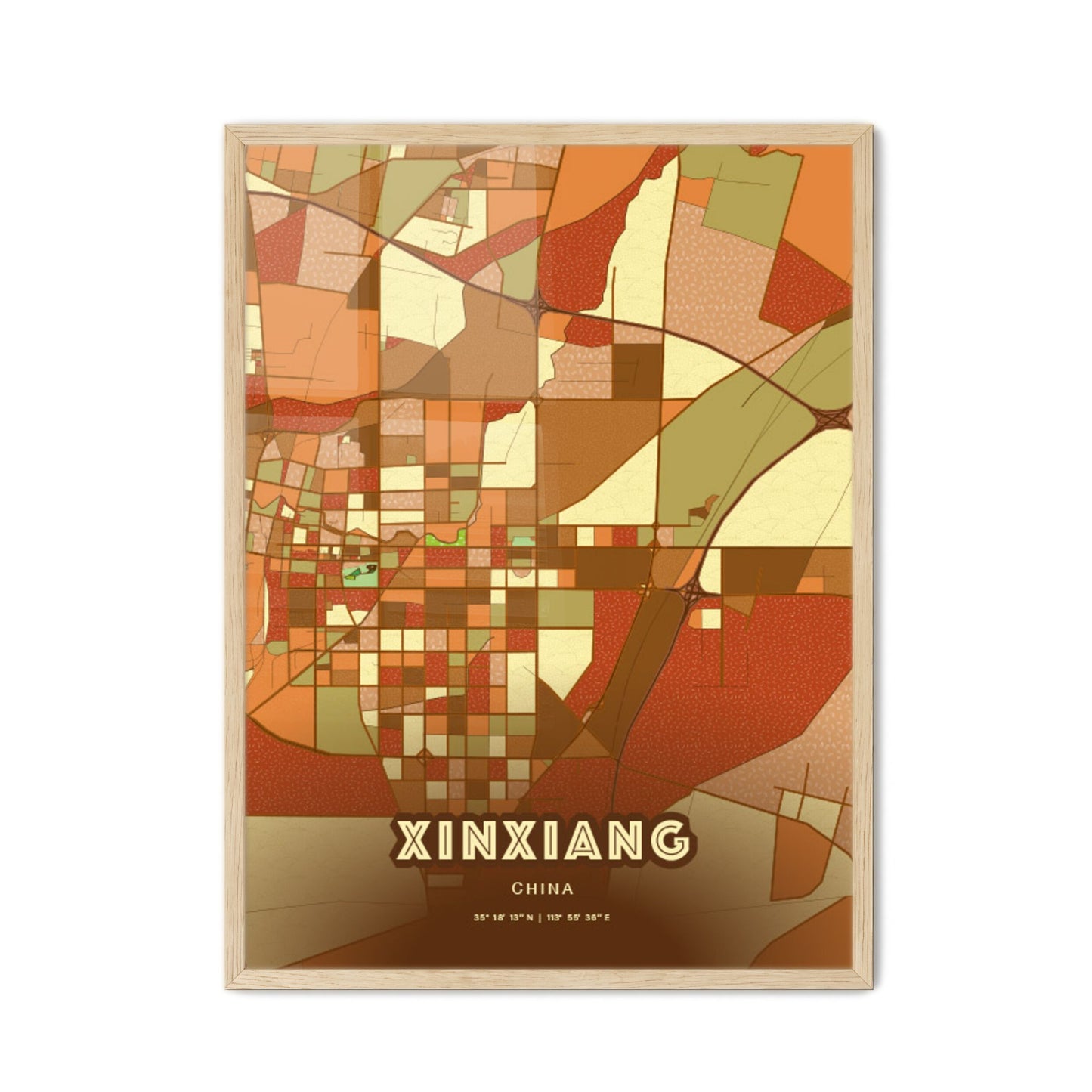 Colorful XINXIANG CHINA Fine Art Map Farmhouse