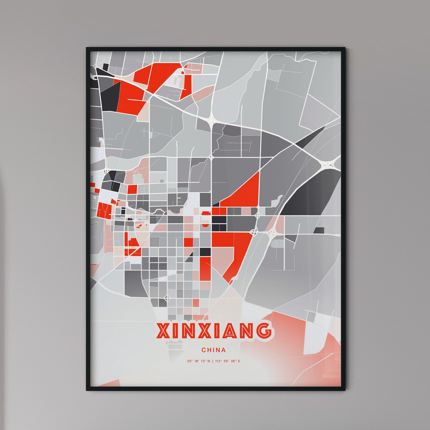 Colorful XINXIANG CHINA Fine Art Map Modern