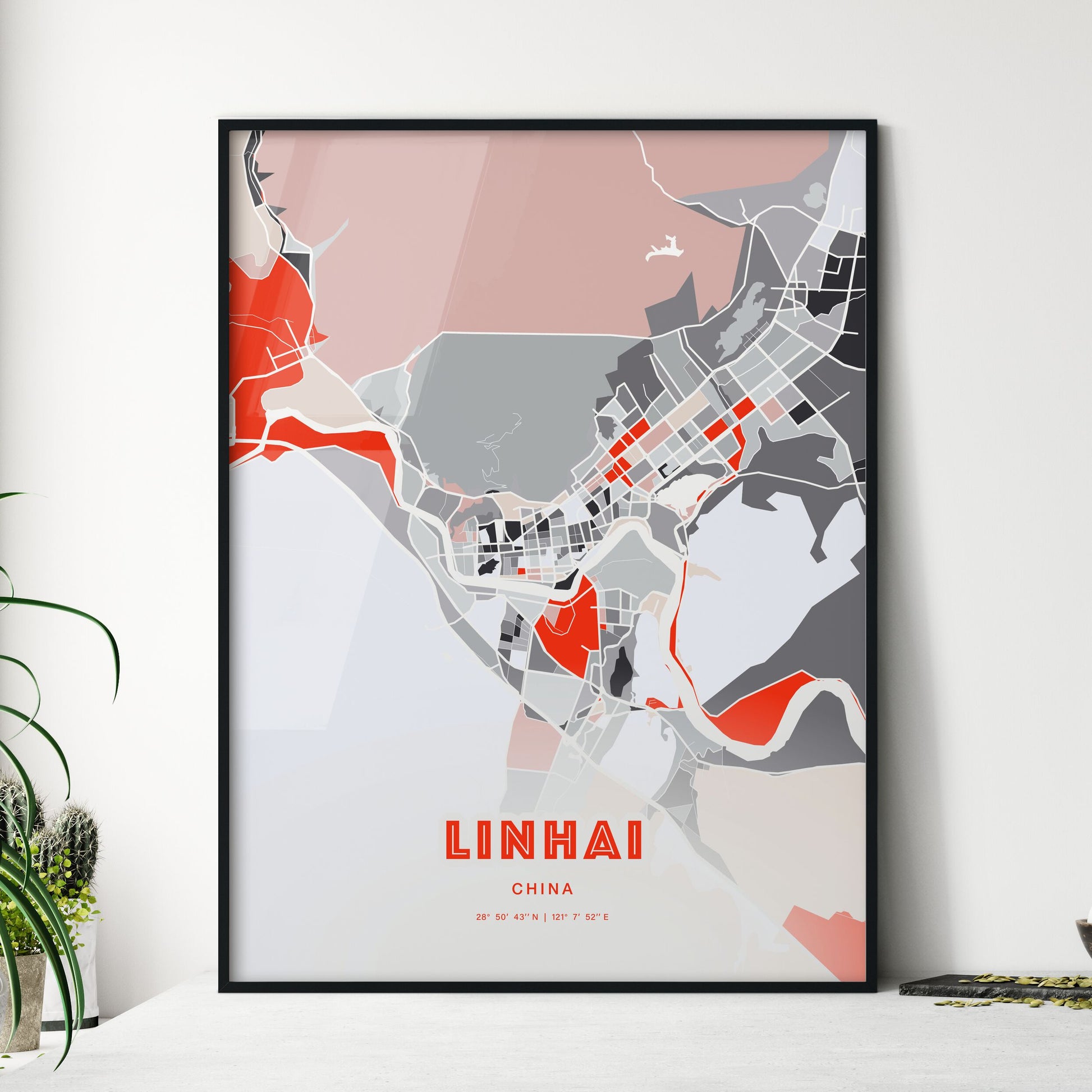 Colorful LINHAI CHINA Fine Art Map Modern