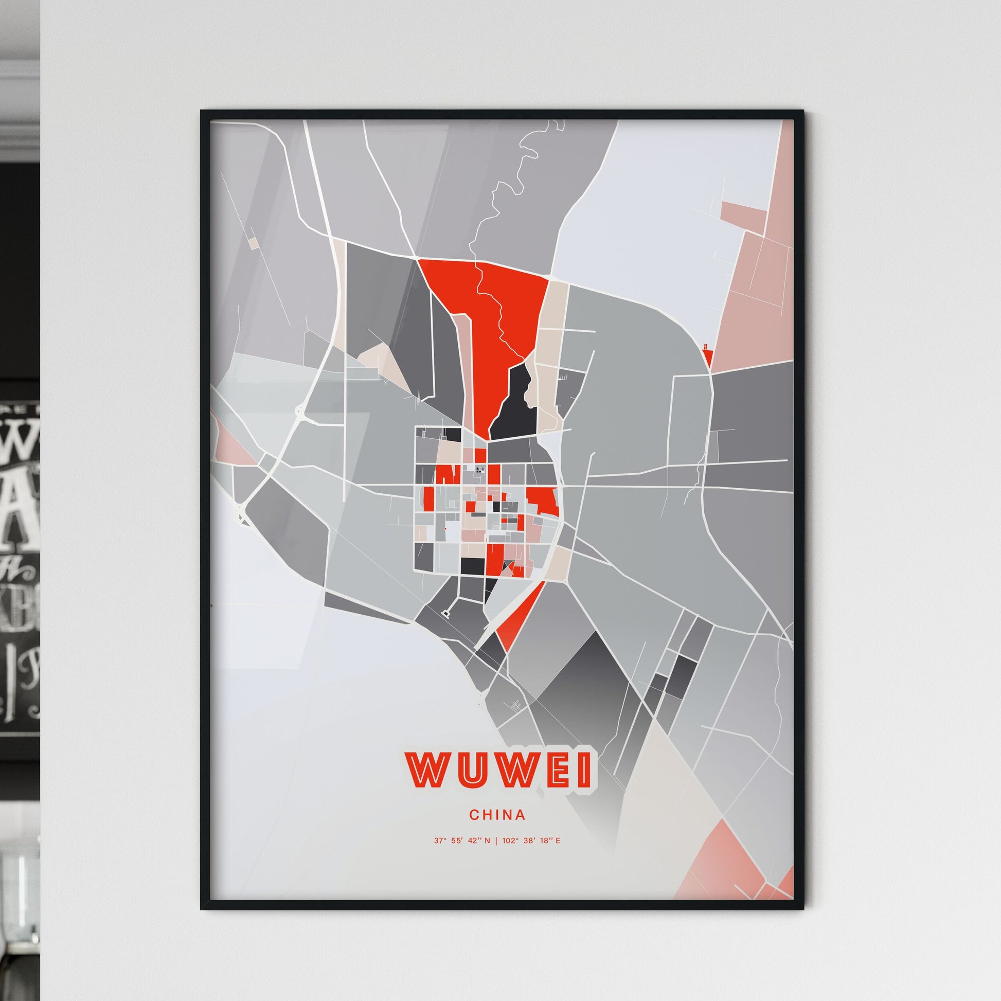 Colorful WUWEI CHINA Fine Art Map Modern