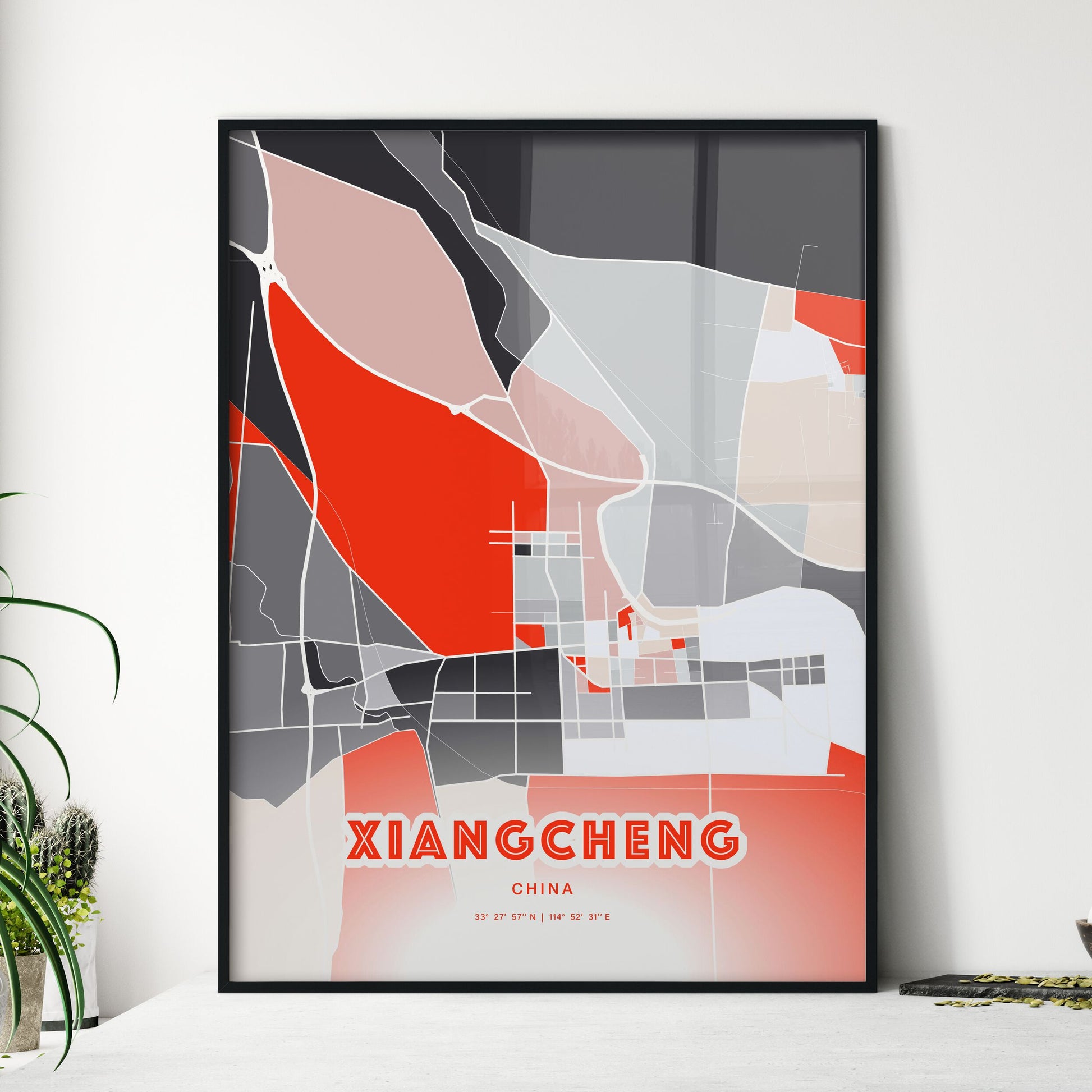 Colorful XIANGCHENG CHINA Fine Art Map Modern