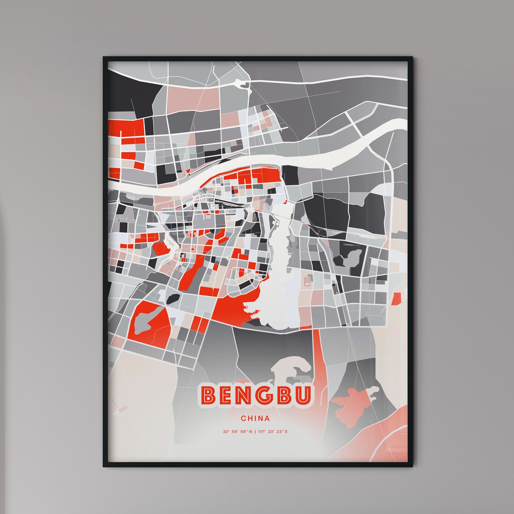 Colorful BENGBU CHINA Fine Art Map Modern