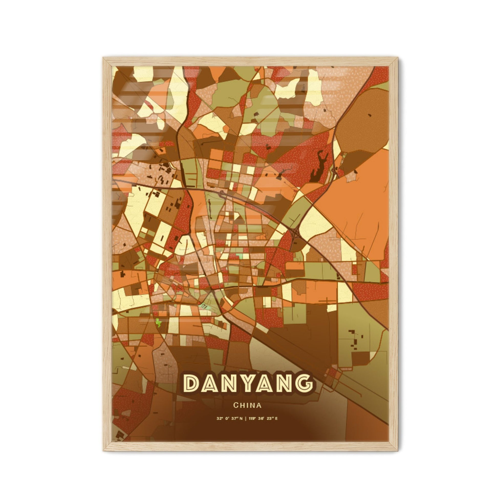 Colorful DANYANG CHINA Fine Art Map Farmhouse