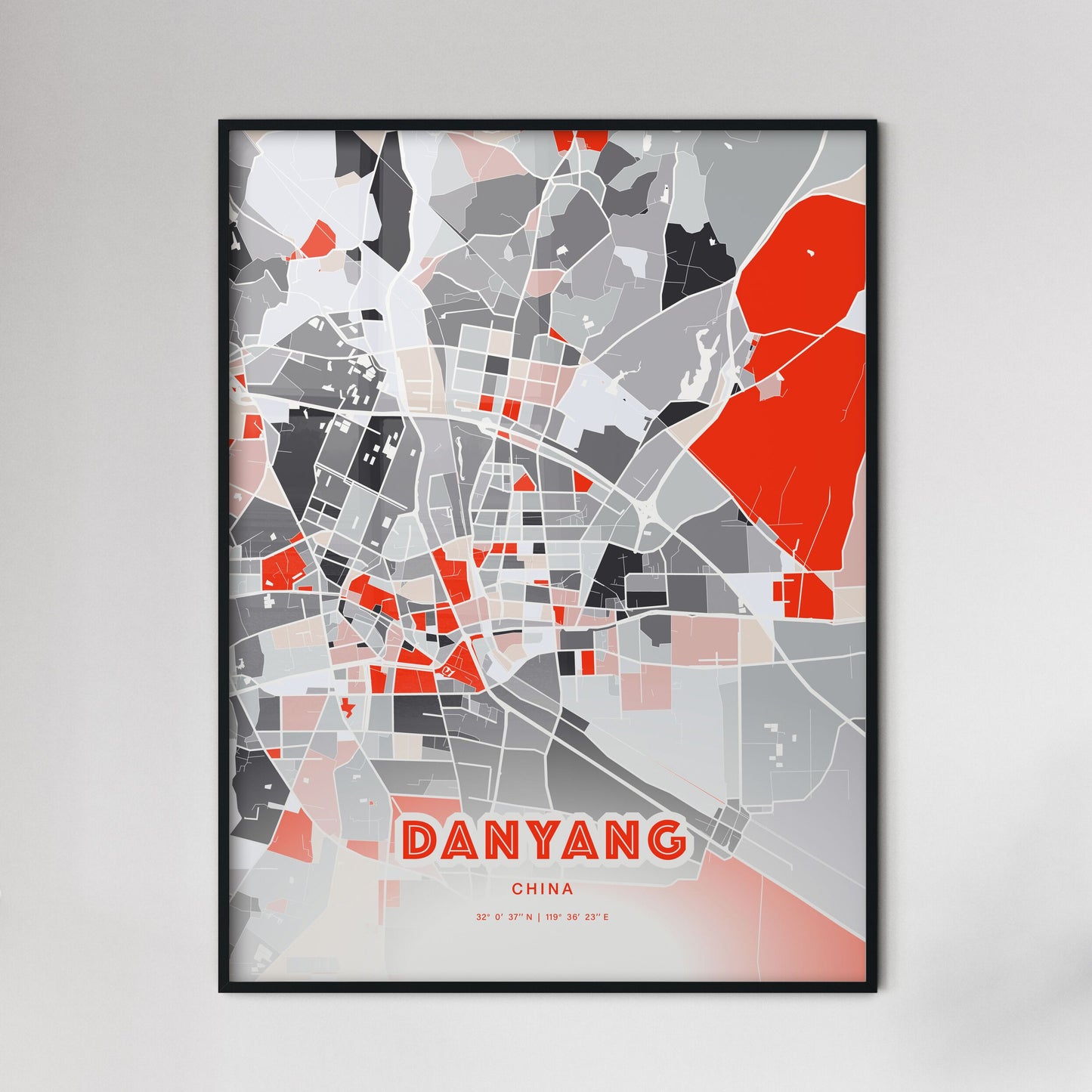 Colorful DANYANG CHINA Fine Art Map Modern