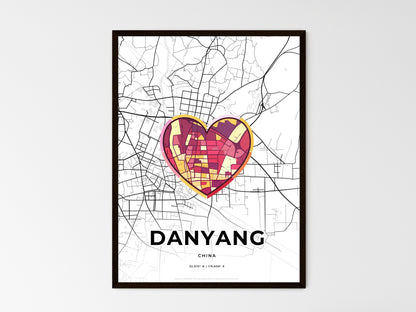 DANYANG CHINA minimal art map with a colorful icon. Where it all began, Couple map gift. Style 2