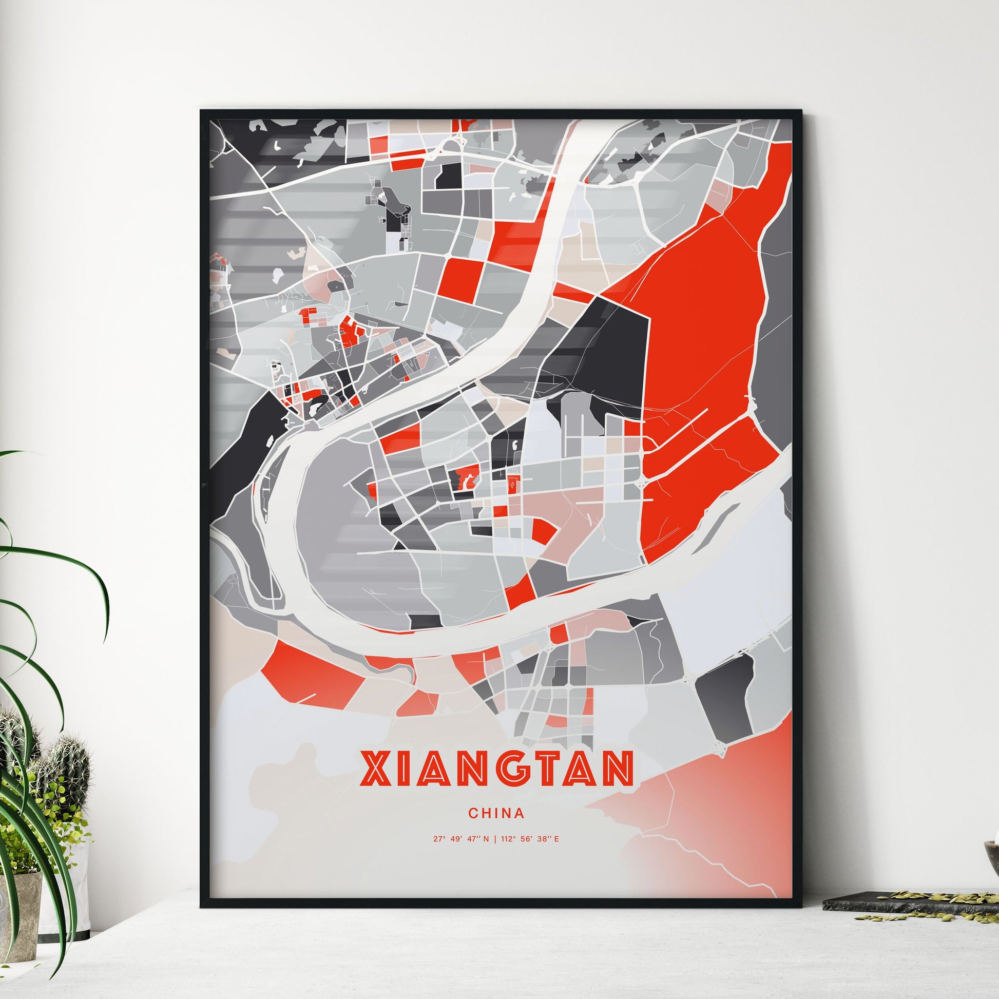 Colorful XIANGTAN CHINA Fine Art Map Modern