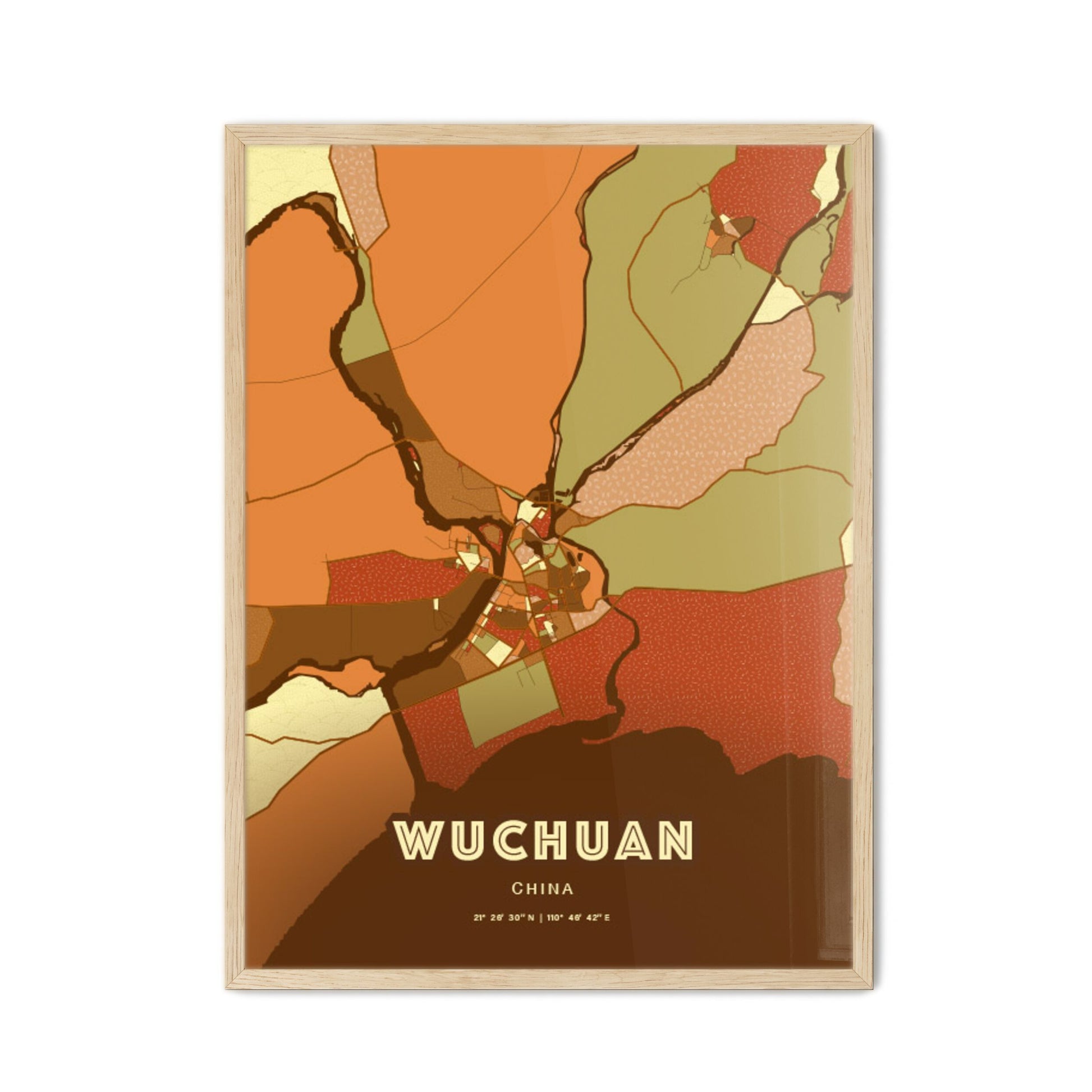 Colorful WUCHUAN CHINA Fine Art Map Farmhouse