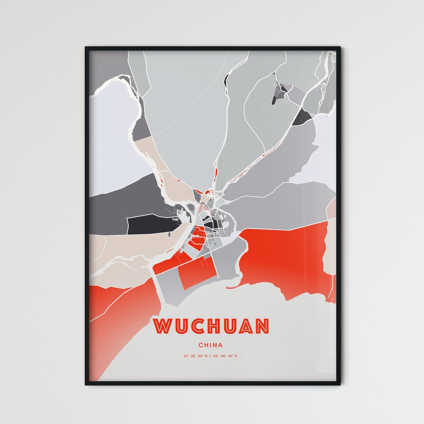 Colorful WUCHUAN CHINA Fine Art Map Modern