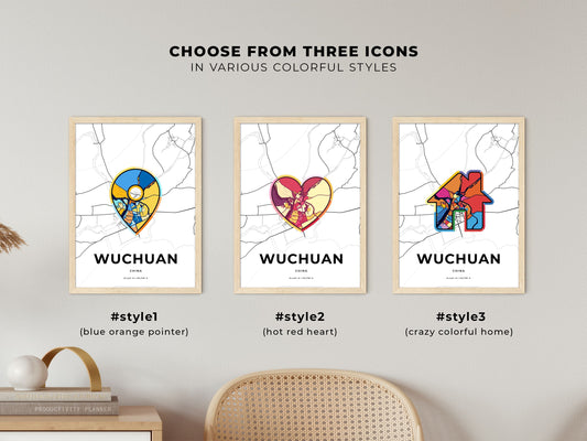 Wuchuan China maps with colorful icons