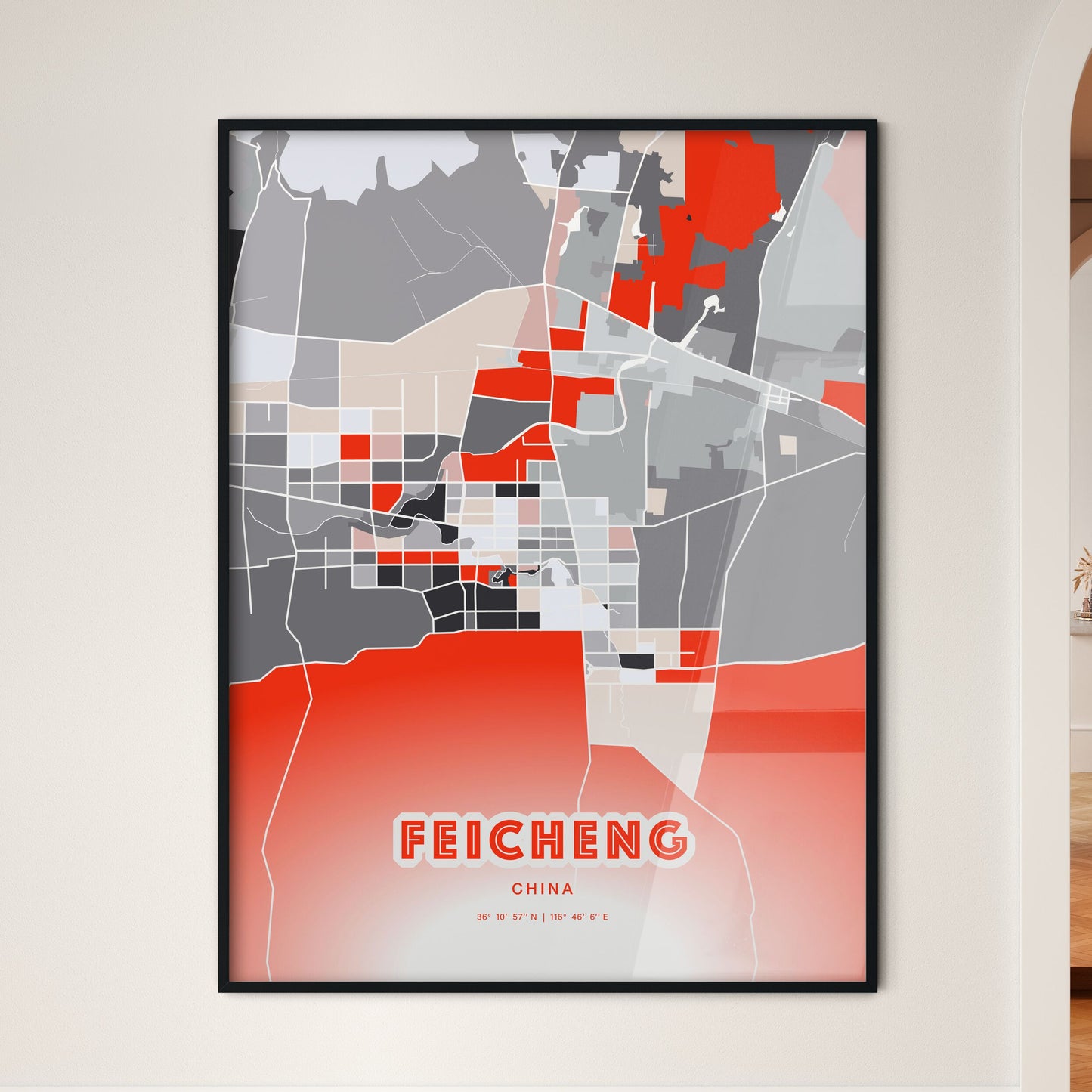 Colorful FEICHENG CHINA Fine Art Map Modern