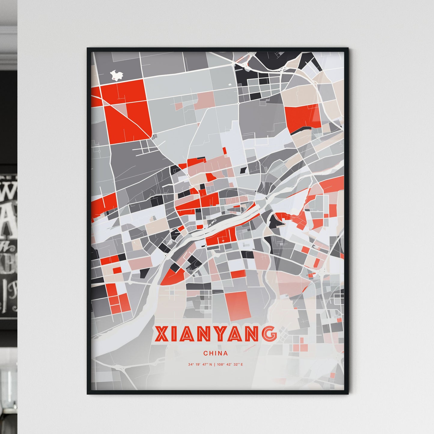 Colorful XIANYANG CHINA Fine Art Map Modern