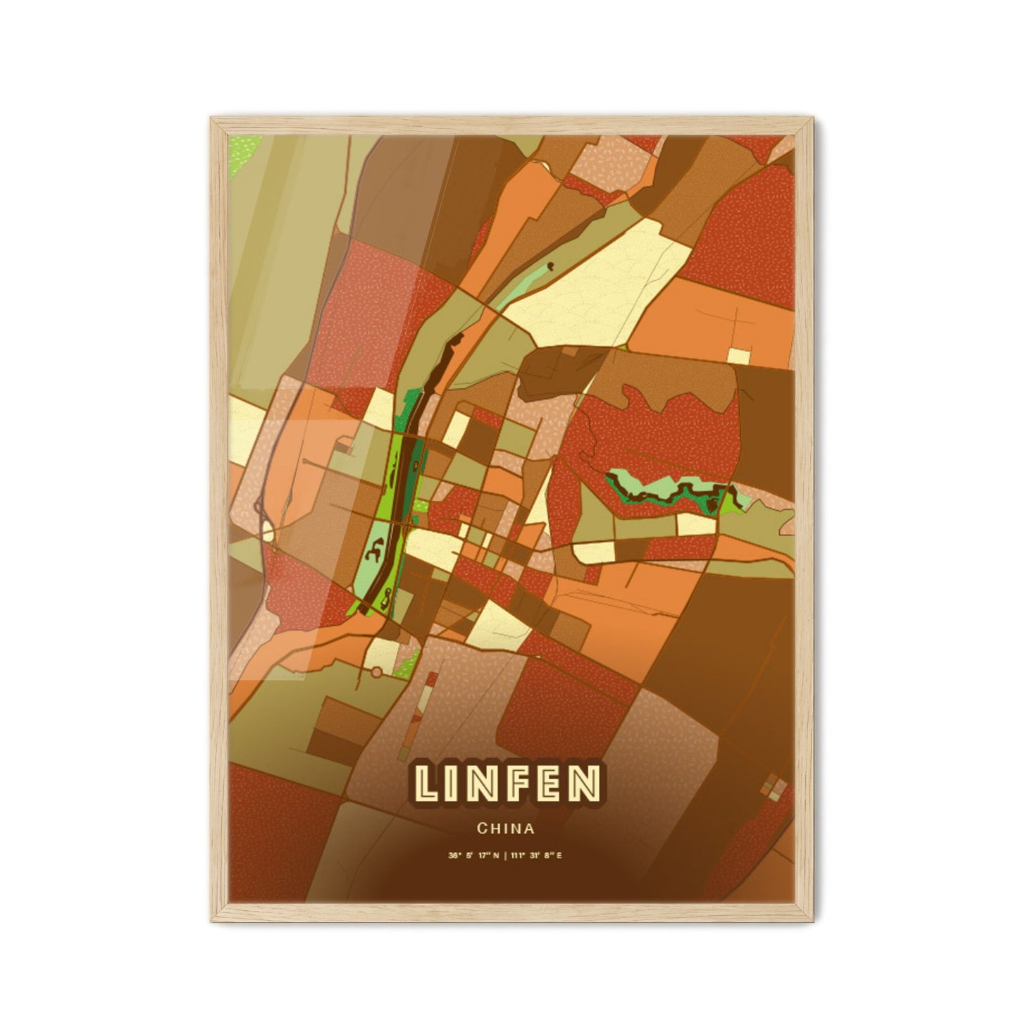 Colorful LINFEN CHINA Fine Art Map Farmhouse