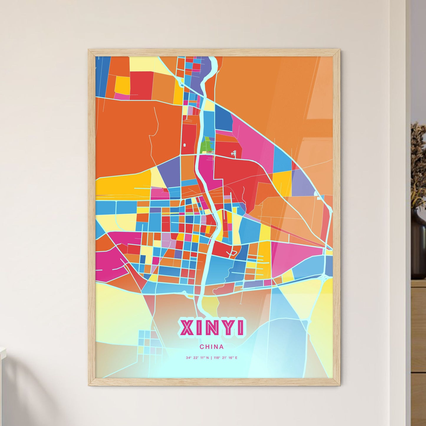 Colorful XINYI CHINA Fine Art Map Crazy Colors