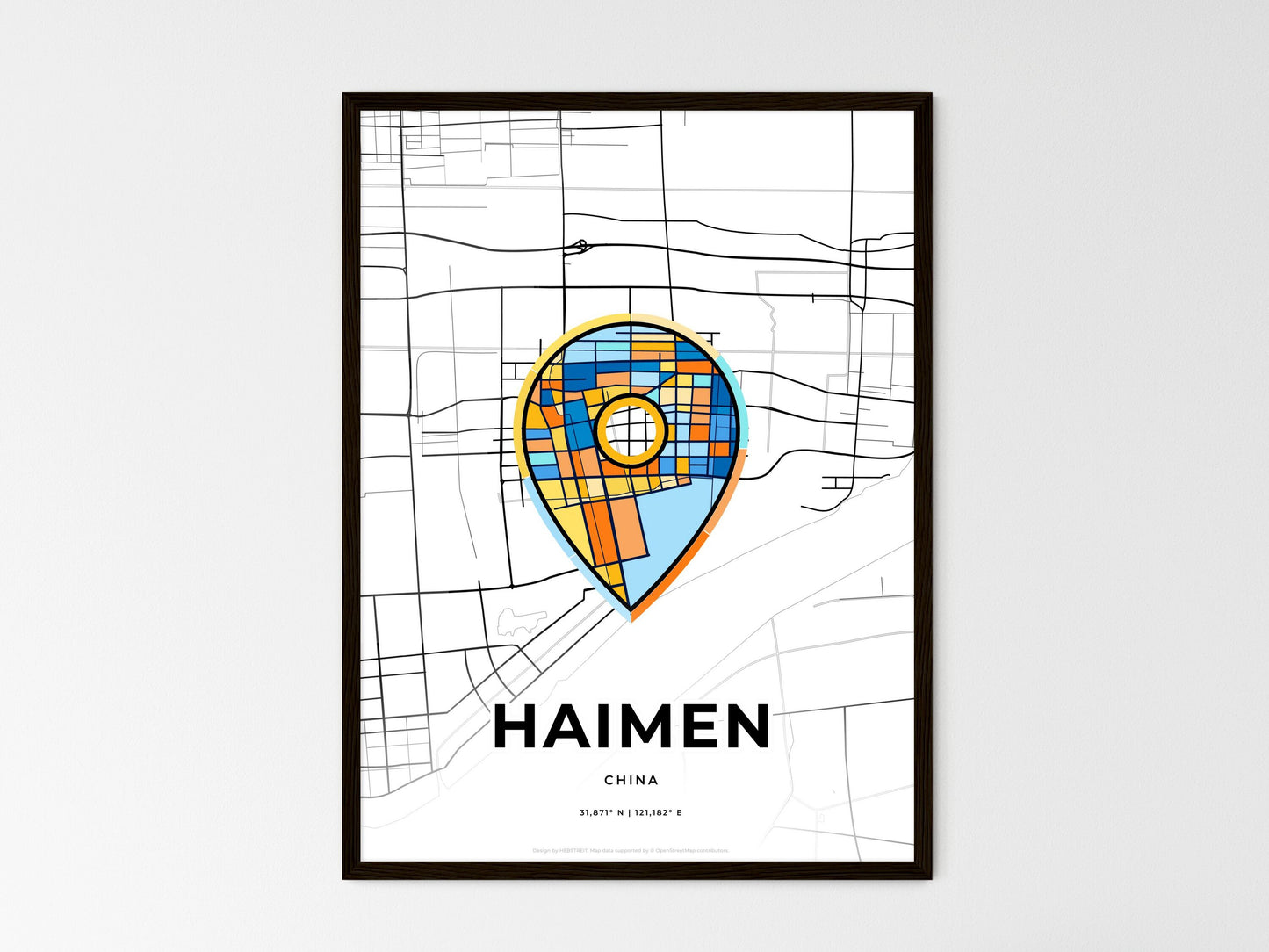 Haimen China wedding art map with pointer icon