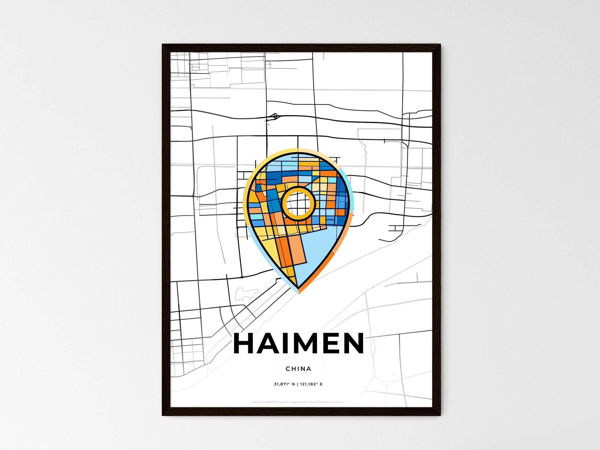 Haimen China wedding art map with pointer icon