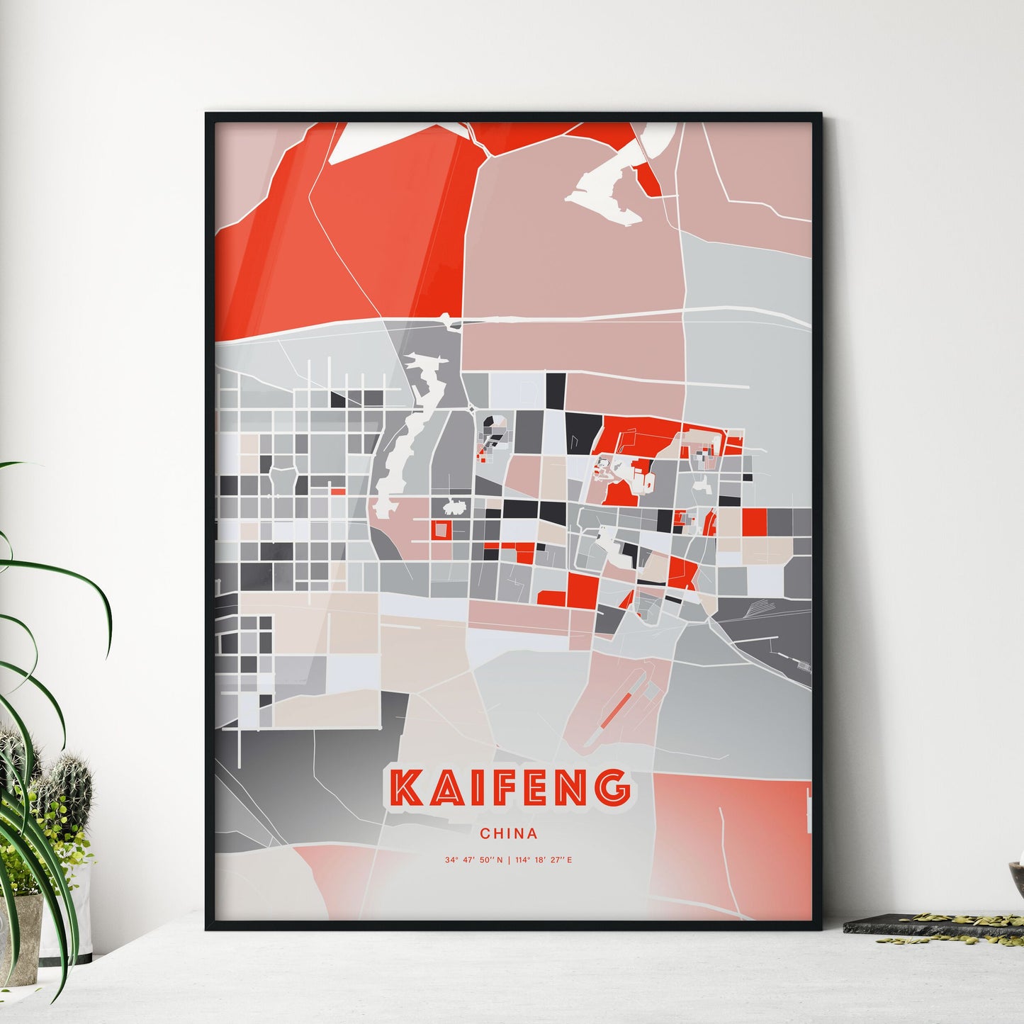 Colorful KAIFENG CHINA Fine Art Map Modern