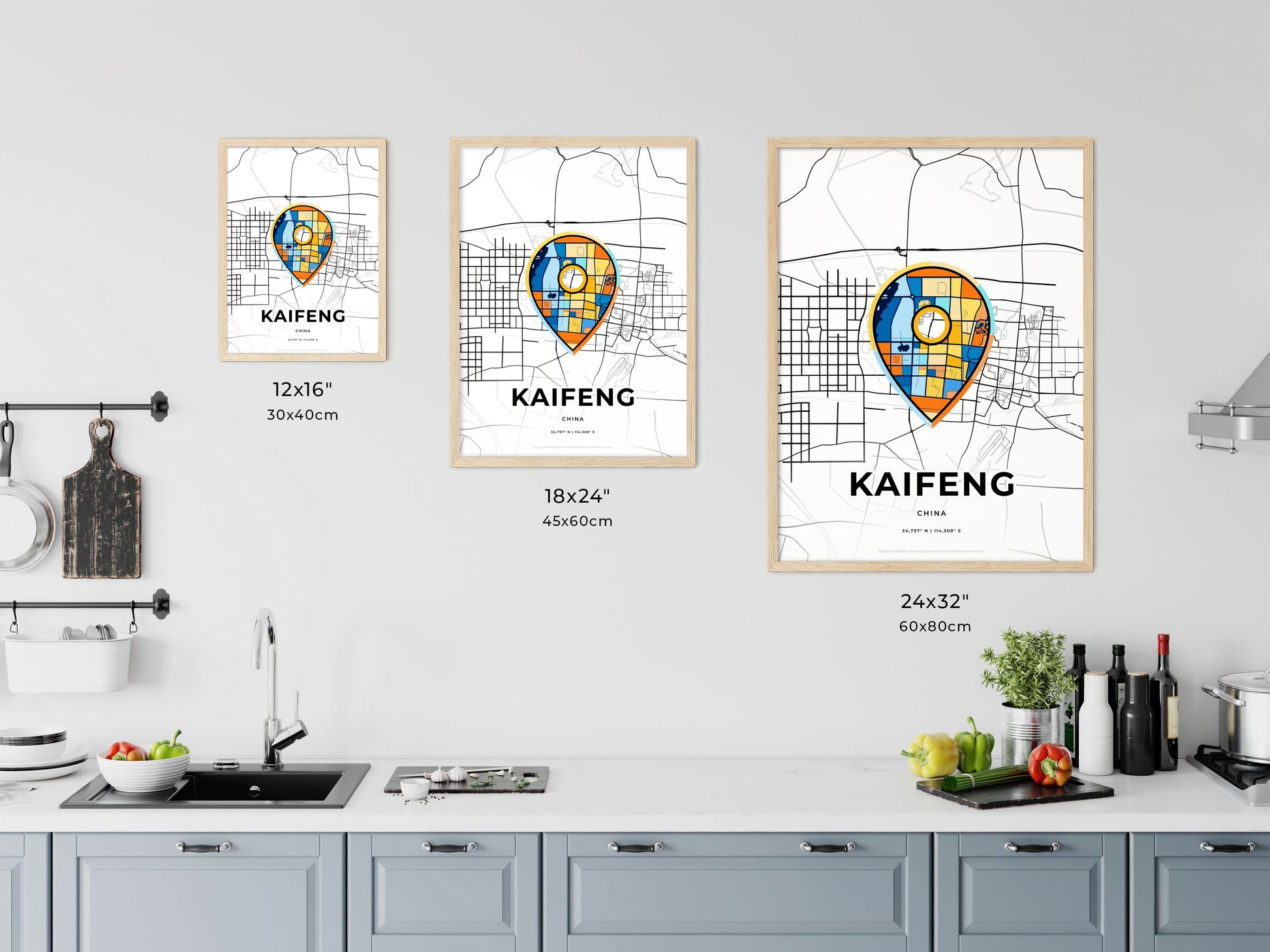 Kaifeng China art map size chart