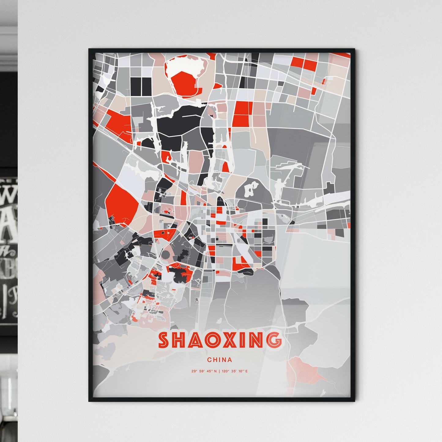 Colorful SHAOXING CHINA Fine Art Map Modern