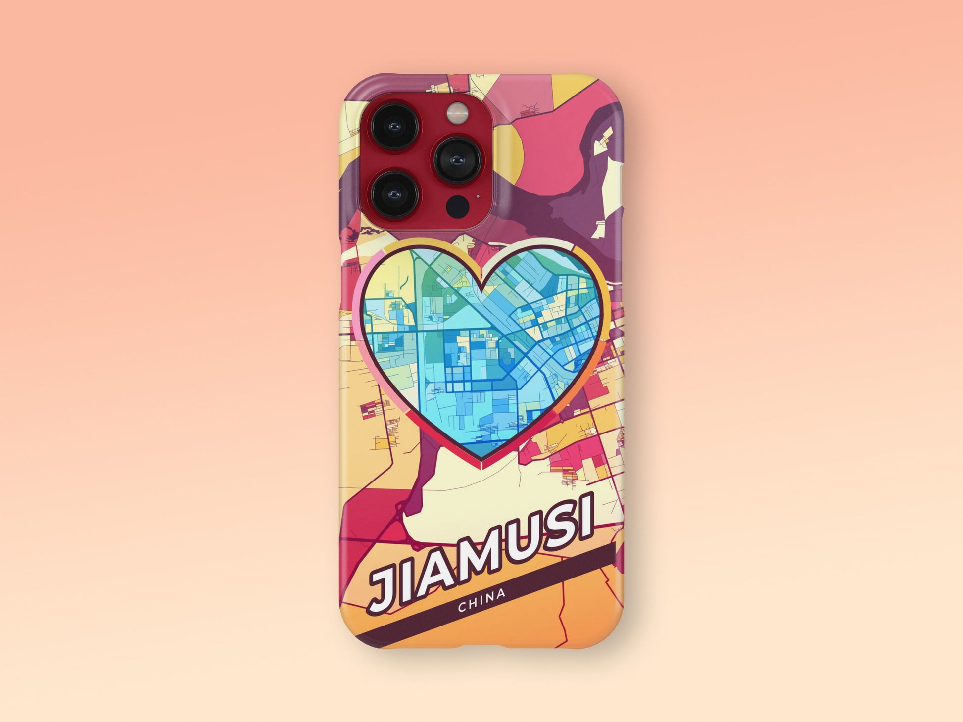 Jiamusi China slim phone case with colorful icon. Birthday, wedding or housewarming gift. Couple match cases. 2
