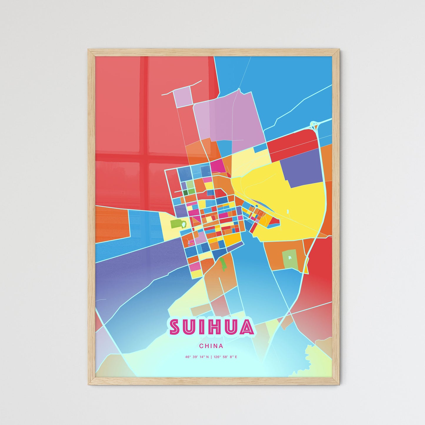Colorful SUIHUA CHINA Fine Art Map Crazy Colors