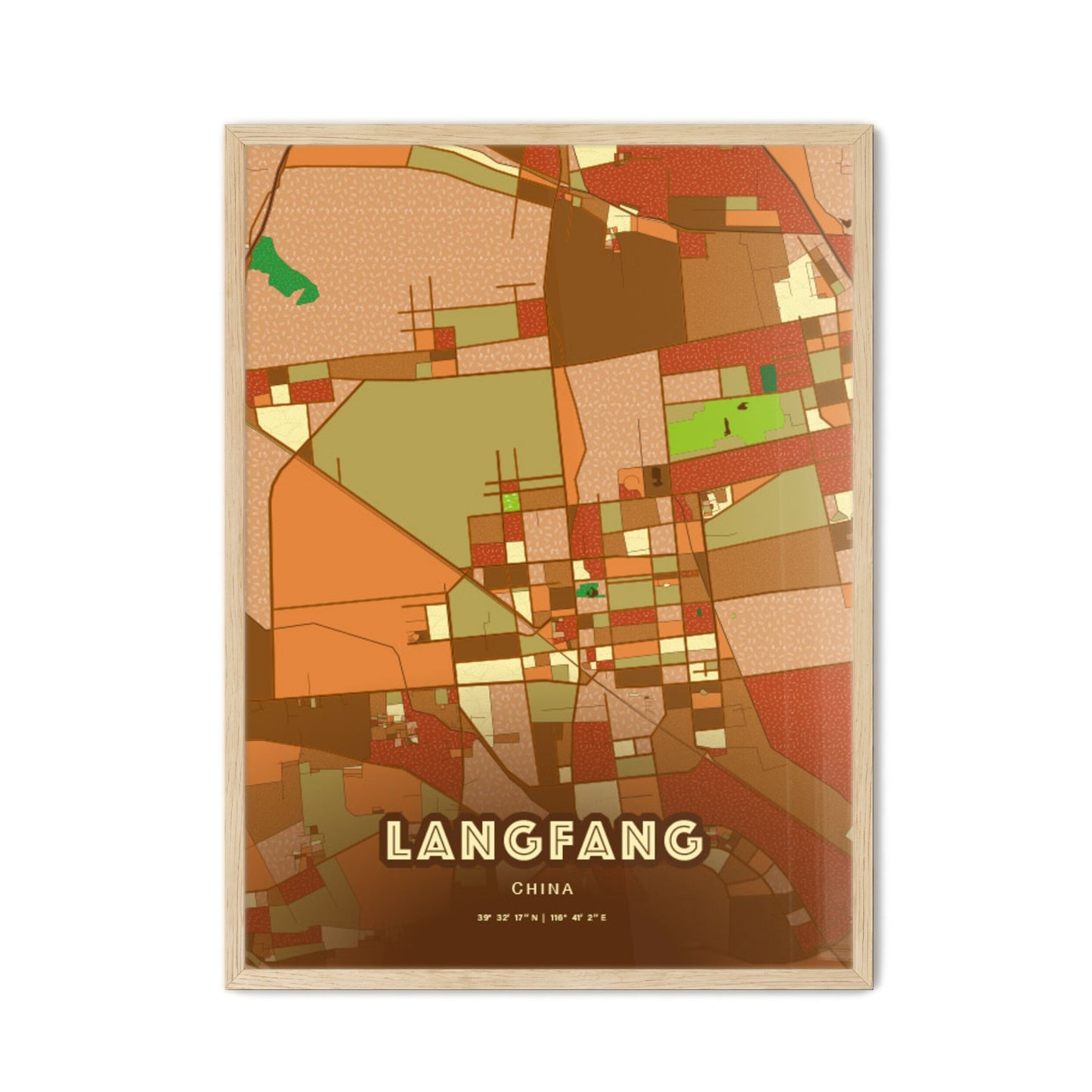 Colorful LANGFANG CHINA Fine Art Map Farmhouse