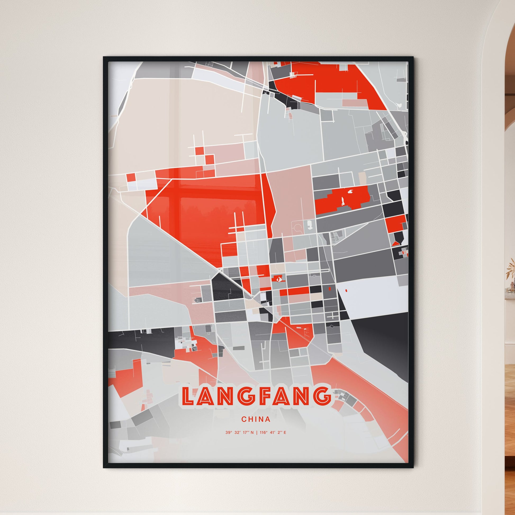 Colorful LANGFANG CHINA Fine Art Map Modern