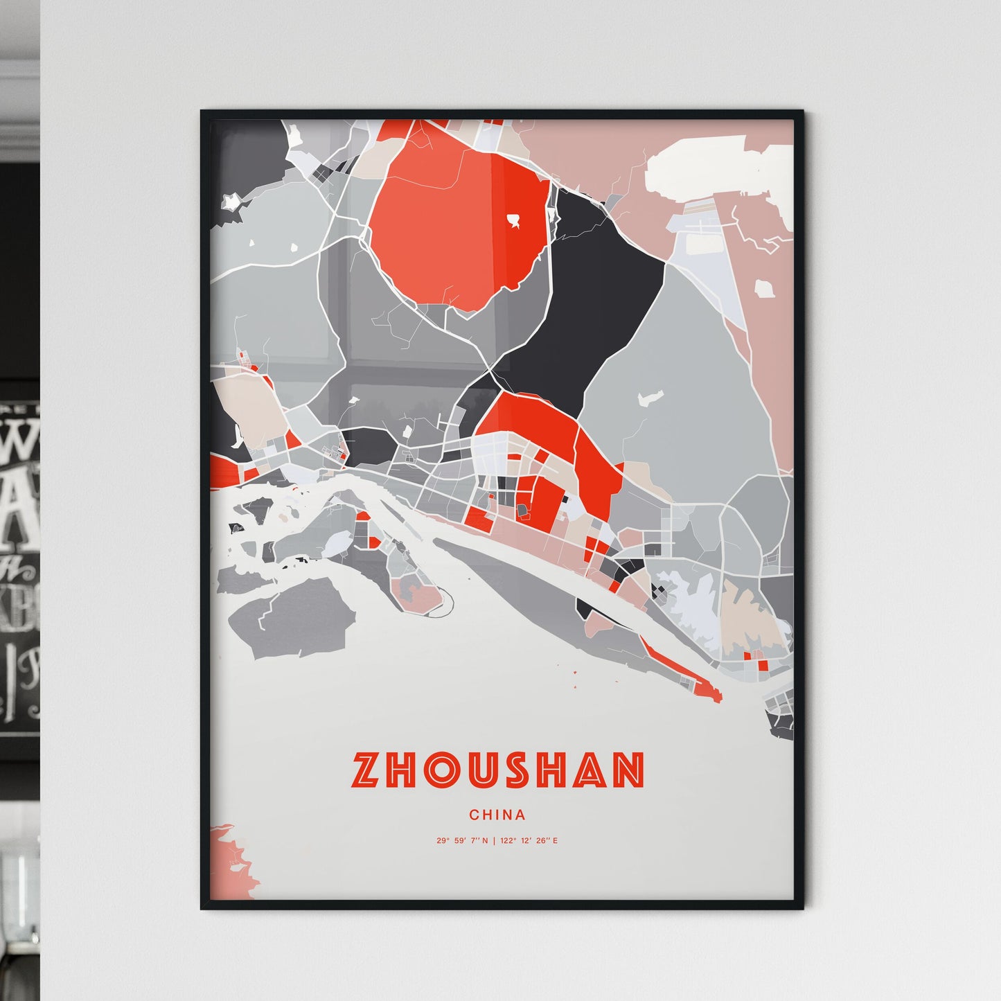 Colorful ZHOUSHAN CHINA Fine Art Map Modern