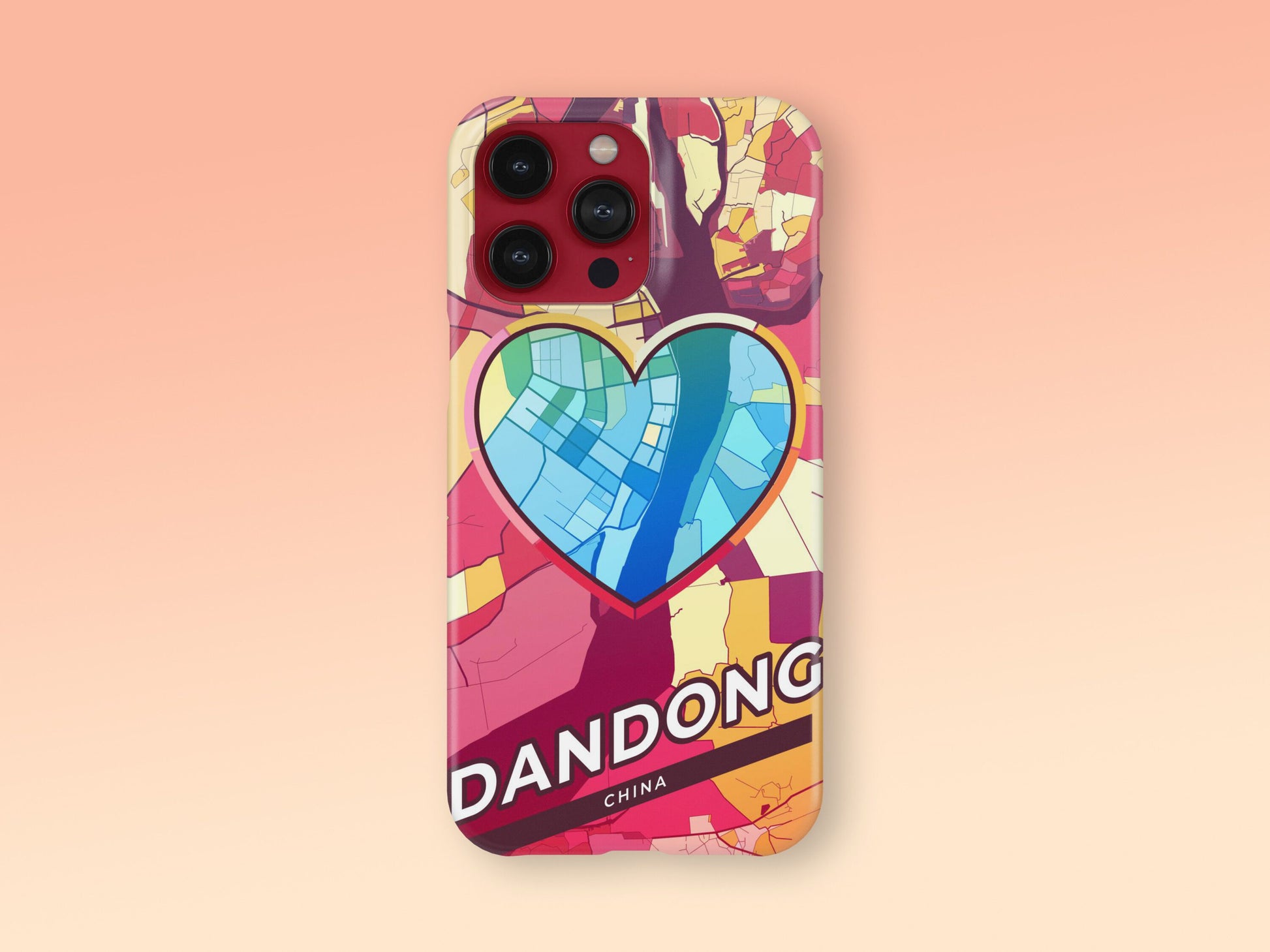 Dandong China slim phone case with colorful icon. Birthday, wedding or housewarming gift. Couple match cases. 2