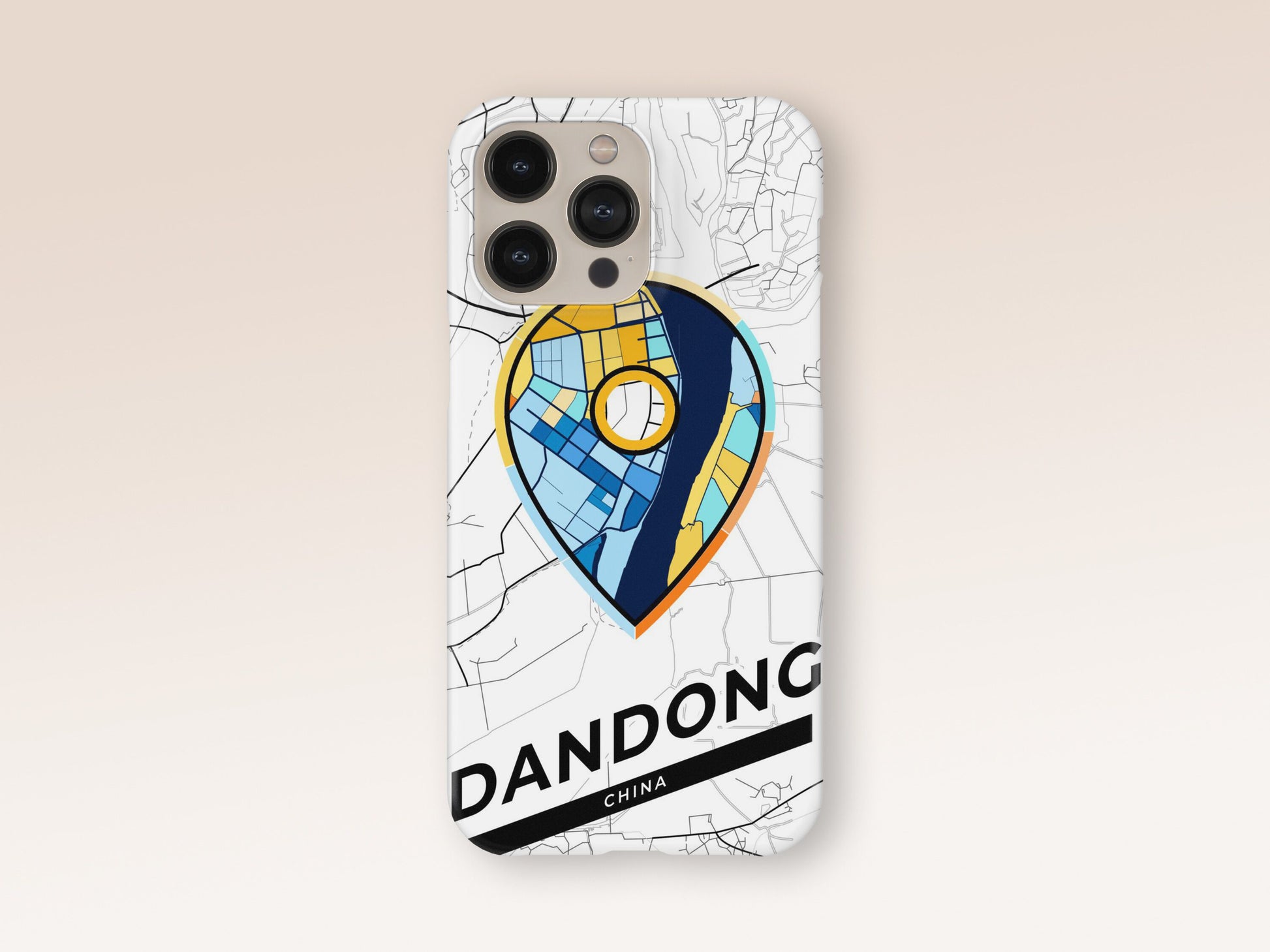 Dandong China slim phone case with colorful icon. Birthday, wedding or housewarming gift. Couple match cases. 1