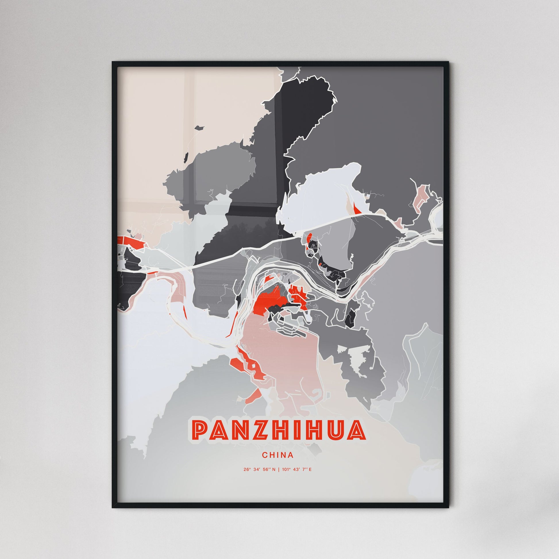 Colorful PANZHIHUA CHINA Fine Art Map Modern