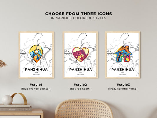 Panzhihua China maps with colorful icons