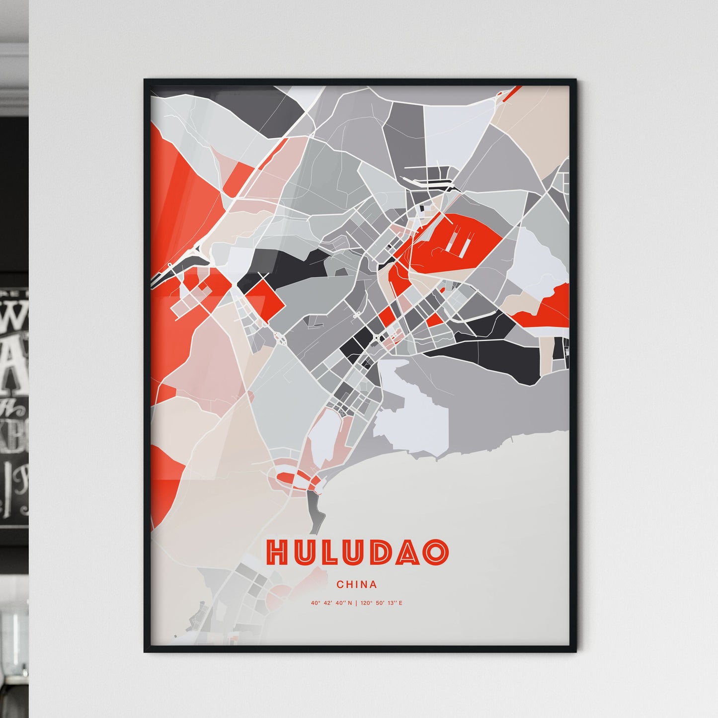 Colorful HULUDAO CHINA Fine Art Map Modern