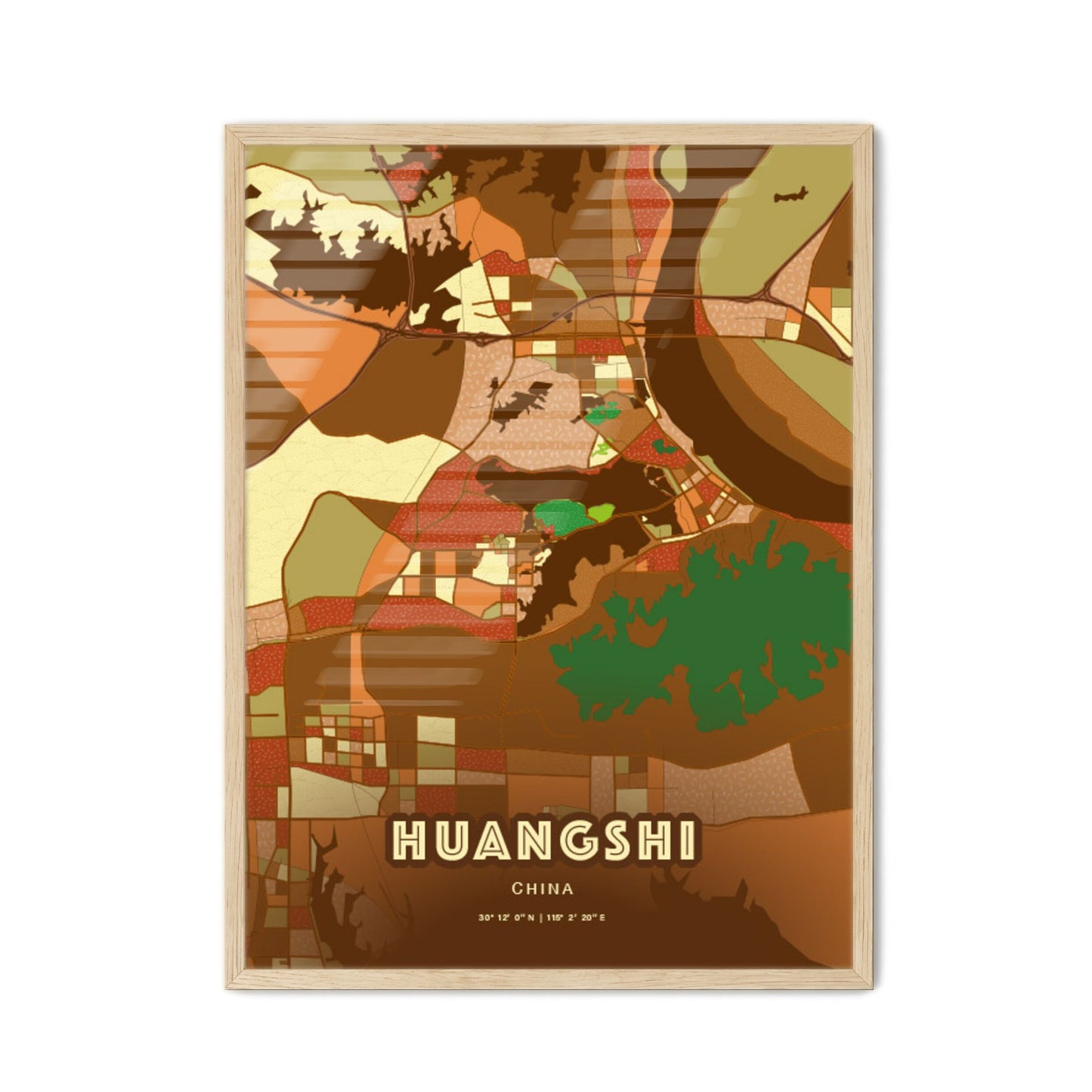 Colorful HUANGSHI CHINA Fine Art Map Farmhouse