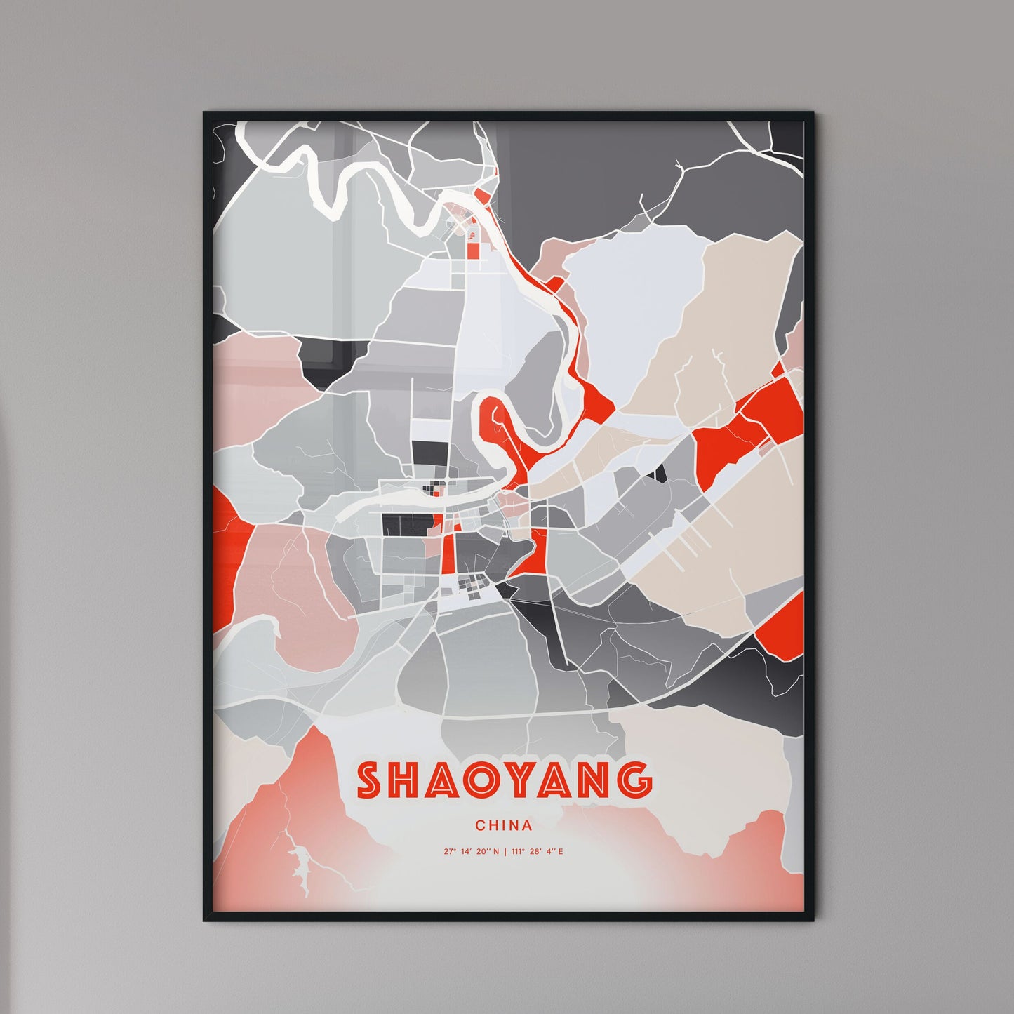 Colorful SHAOYANG CHINA Fine Art Map Modern