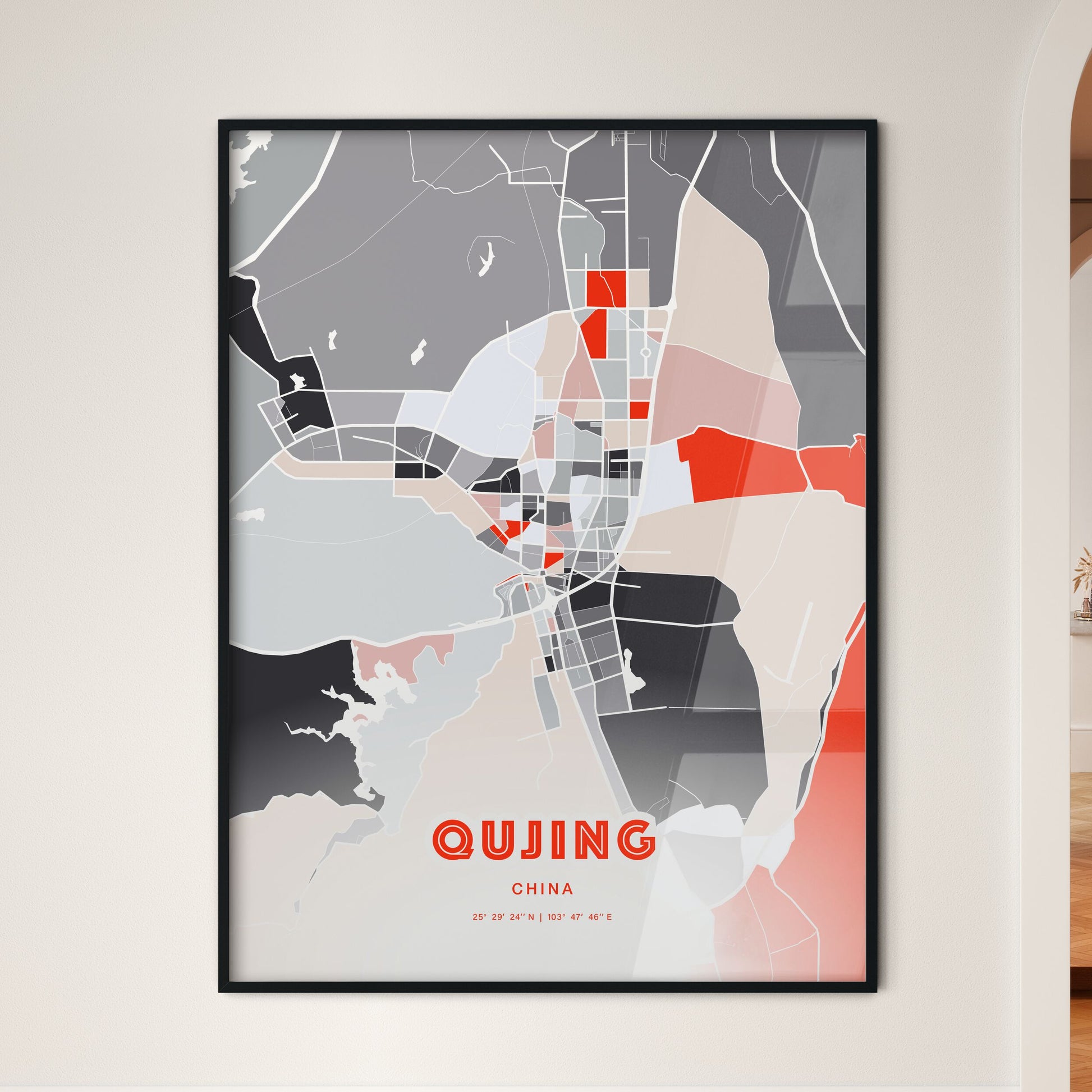 Colorful QUJING CHINA Fine Art Map Modern