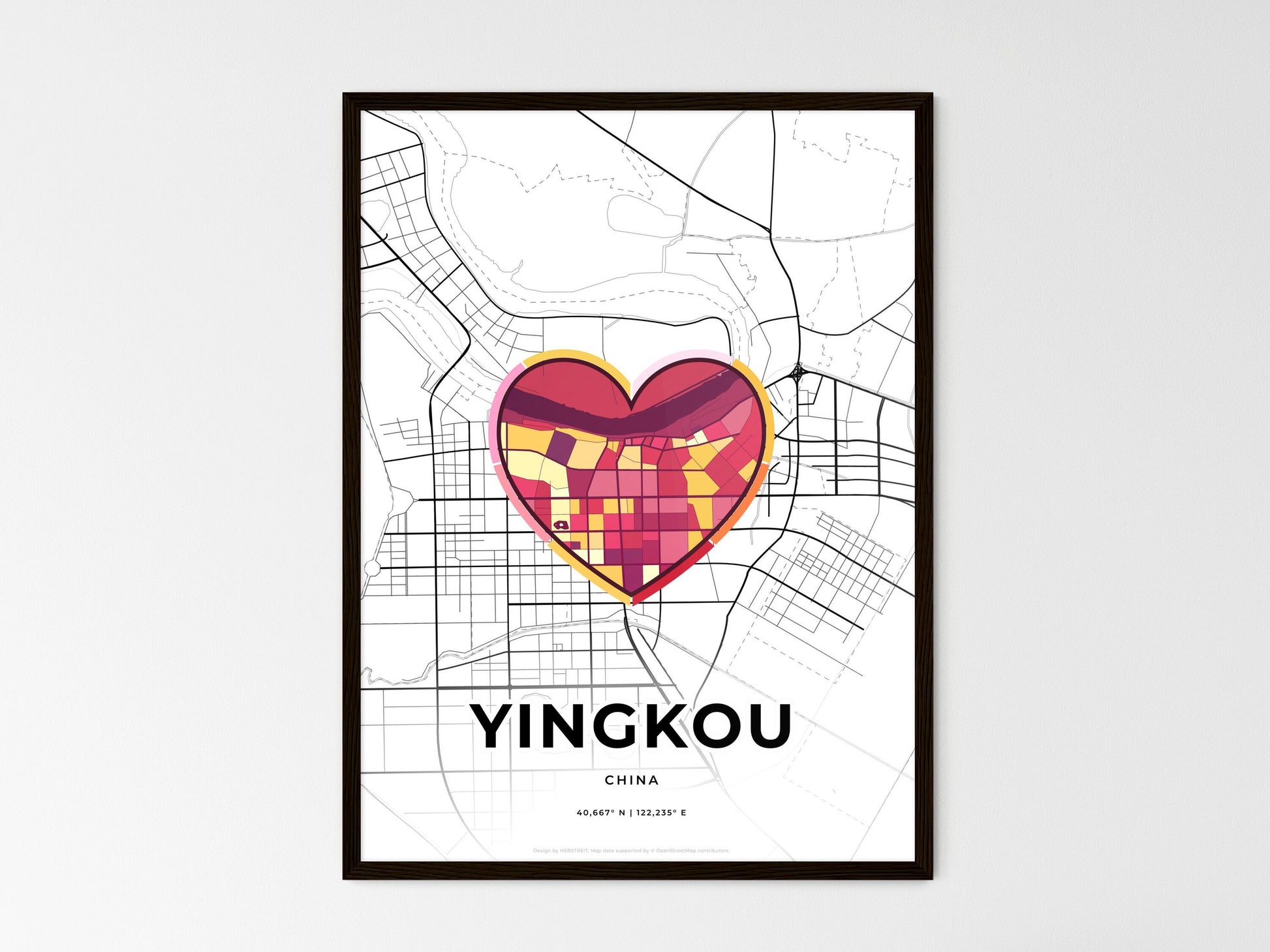 YINGKOU CHINA minimal art map with a colorful icon. Style 2