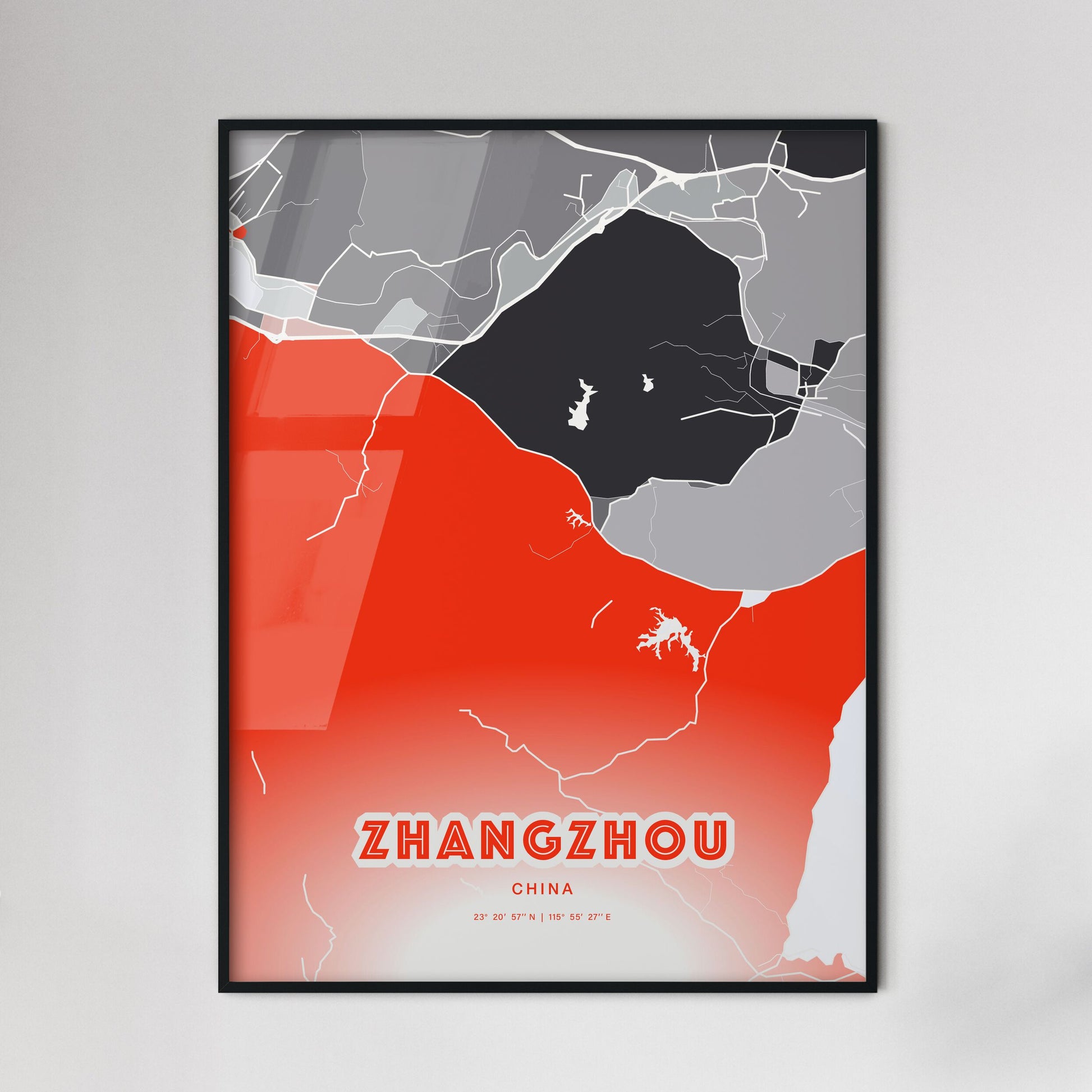 Colorful ZHANGZHOU CHINA Fine Art Map Modern